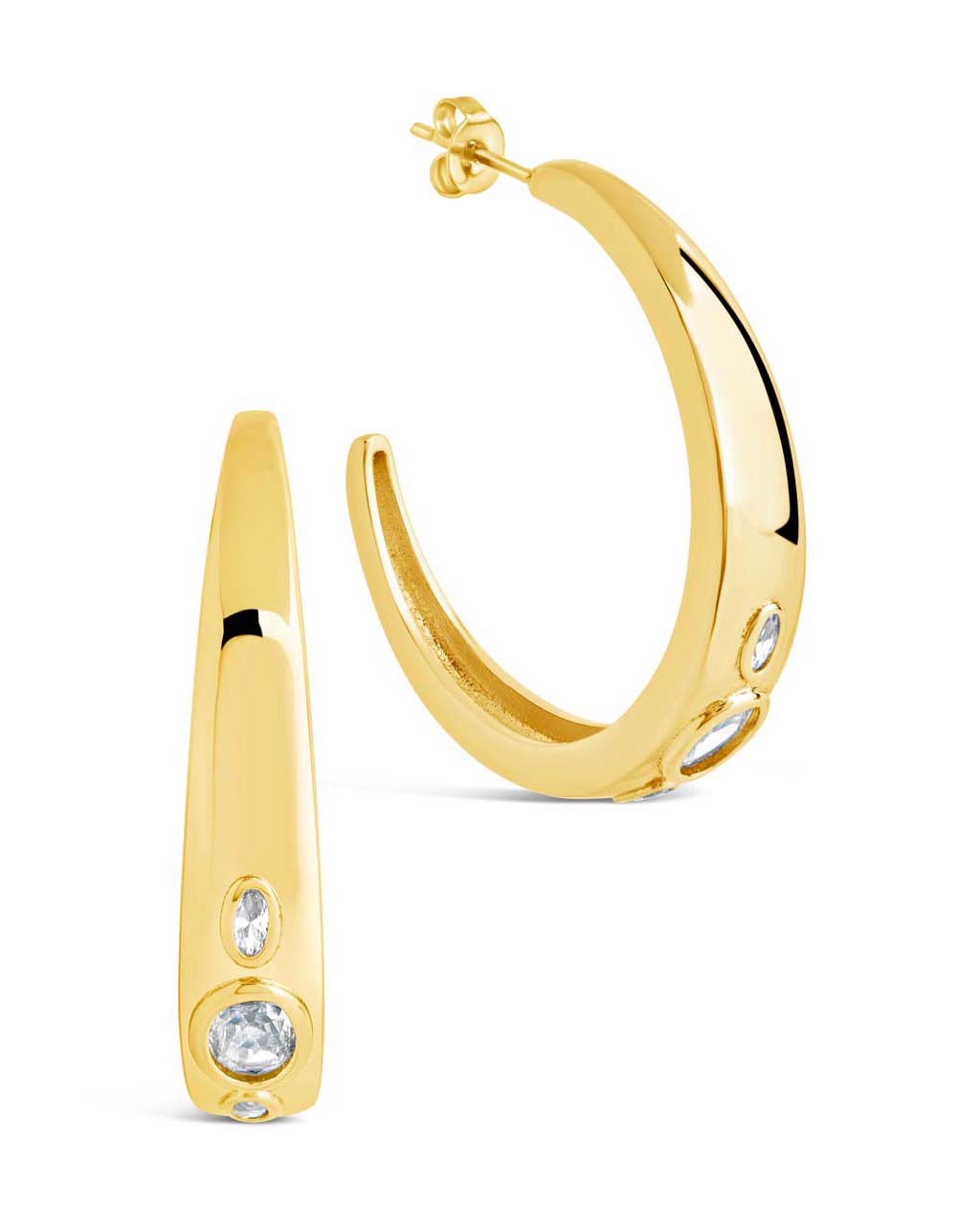 Soren Oval CZ Statement Hoops - Elegant Cubic Zirconia Earrings for Women, Perfect for Parties, Weddings & Special Occasions