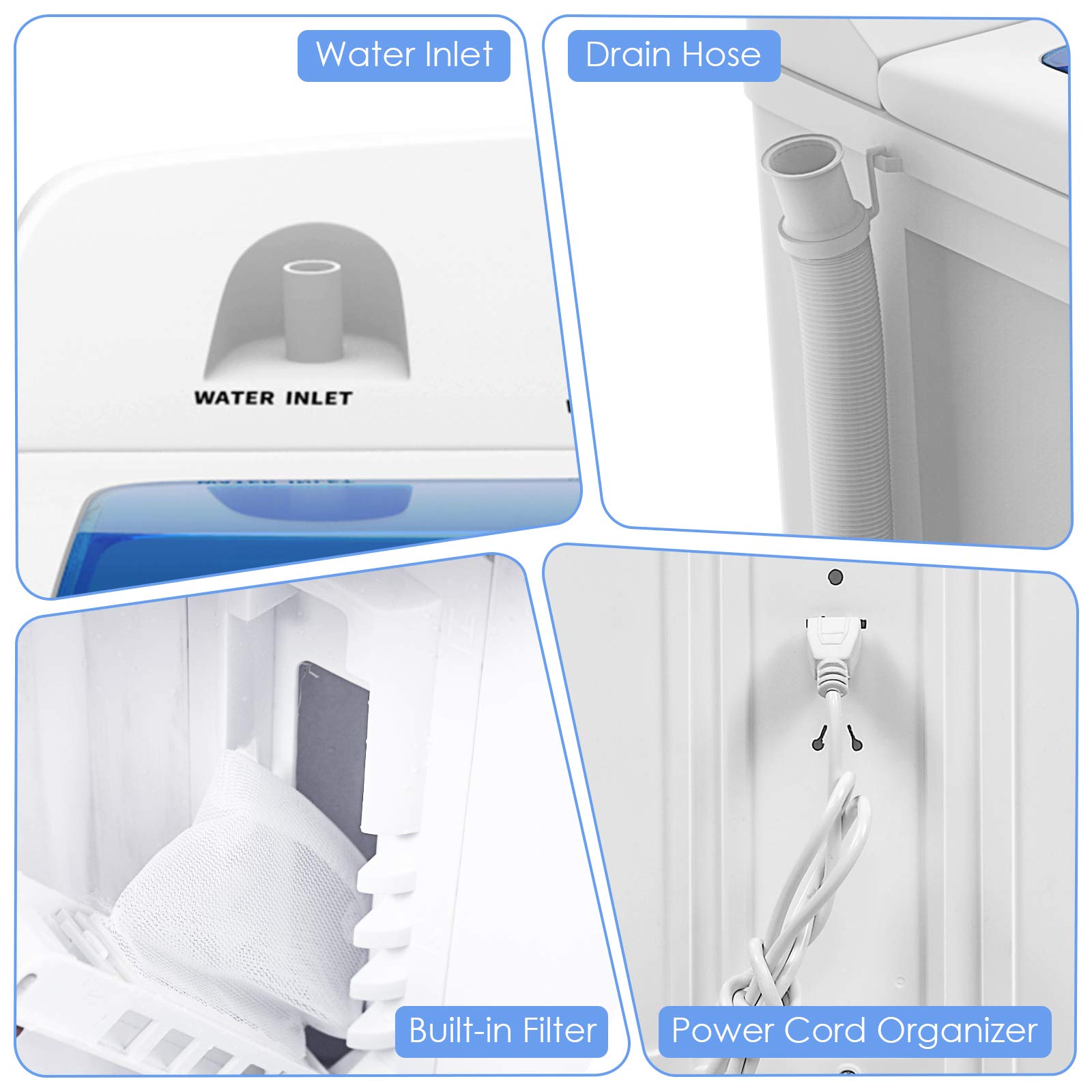 ARLIME 20lbs Portable Twin Tub Washing Machine with Drain Pump - Semi-Automatic Compact Washer (12lbs) & Spinner (8lbs) - Perfect for Apartments, Dorms, RV & Camping - Ideal for Small Spaces, Travel & Off-Grid Living