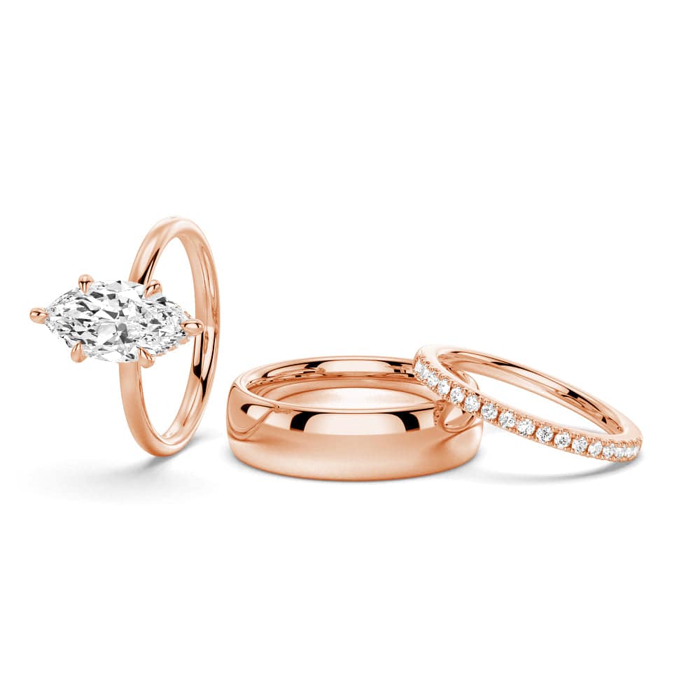Petite Marquise Solitaire Moissanite Engagement Ring & Wedding Band Set for Couples - Perfect for Proposals, Anniversaries, and Romantic Occasions