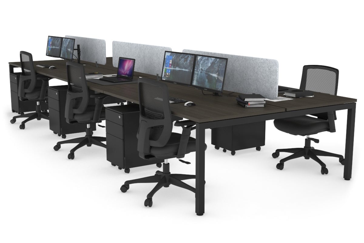 Quadro Square Legs 6-Person Office Workstation - 1800L x 800W with Cable Management - Ideal for Collaborative Workspaces & Open Office Environments