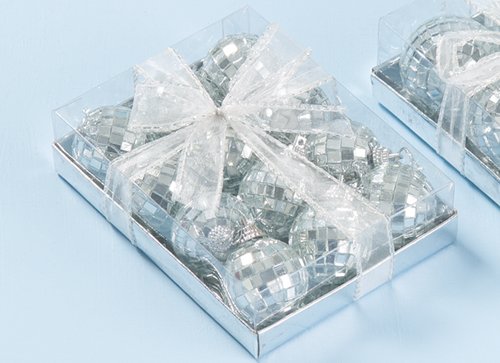 12 Pack Silver Mirror Baubles - Christmas Tree Ornaments for Holiday Decor, Party Favors & Gift Toppers