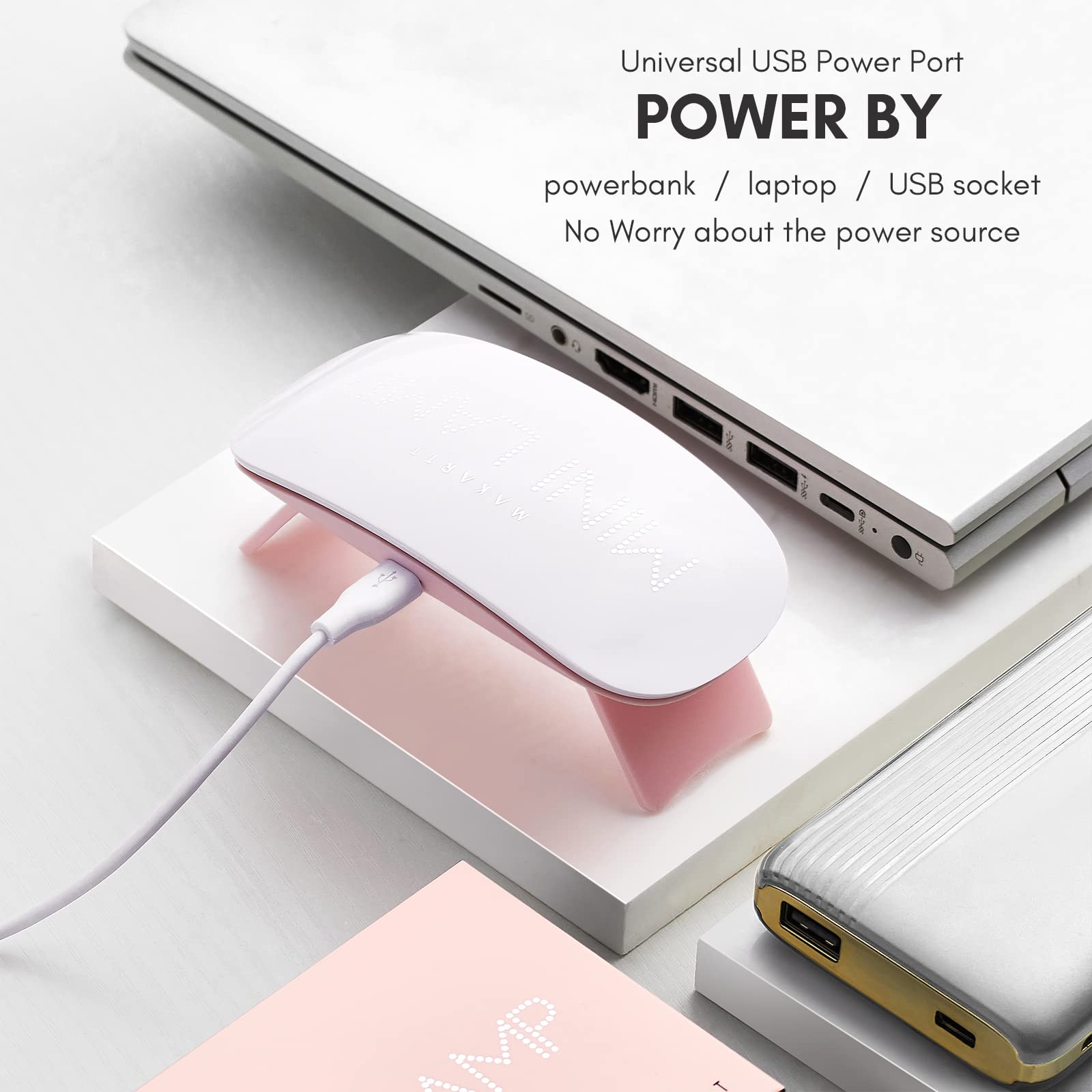 Makartt 6W LED UV Nail Lamp with 60s Timer - Portable USB Gel Nail Dryer for Gel Polish Curing - Perfect for Home Manicures & Travel Nail Care