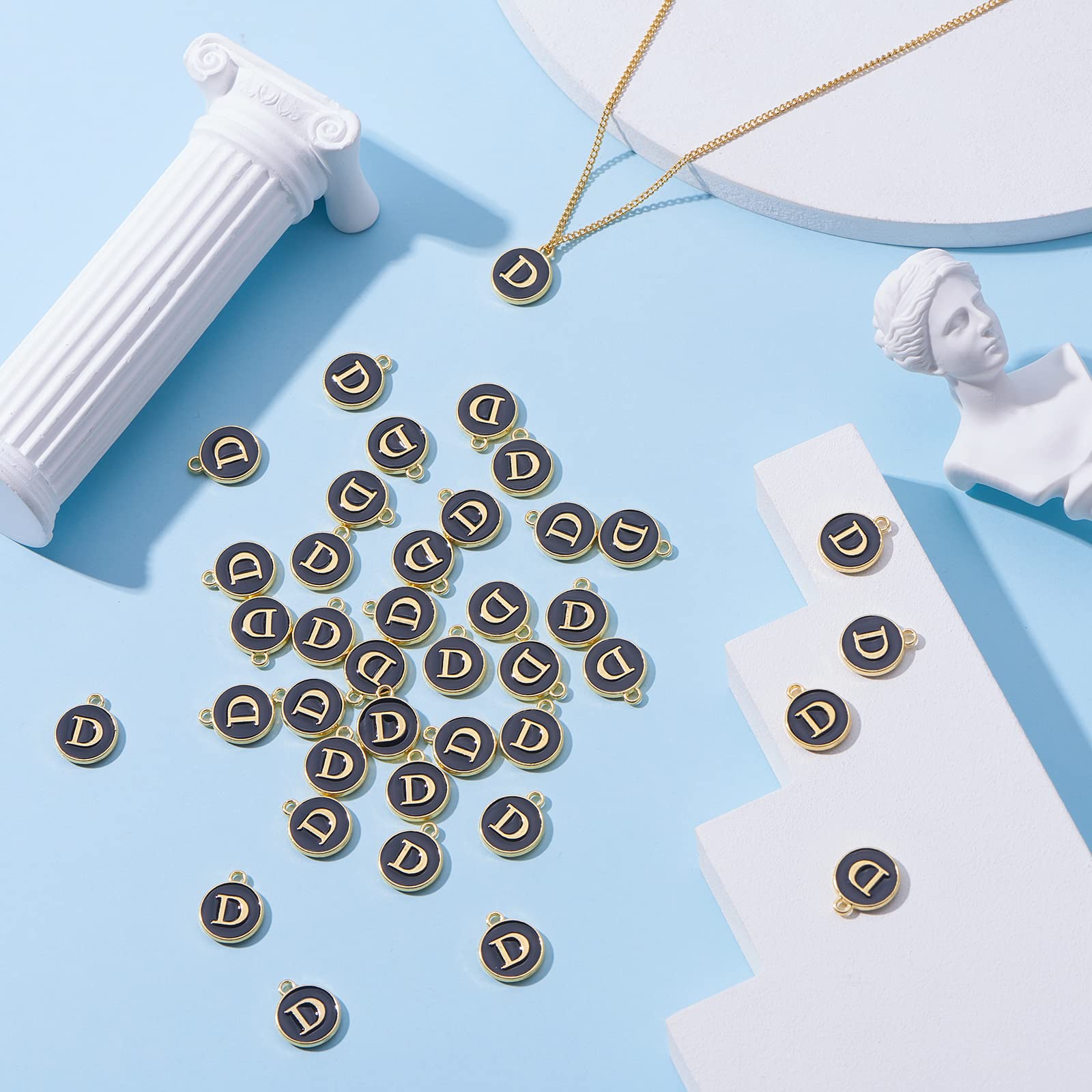 Ornaland 50pcs Double Sided Letter Charms - Initial Alphabet Pendants for DIY Jewelry Making (Bracelet, Necklace, Earrings) - Perfect for Personalized Gifts, Craft Projects & Handmade Accessories