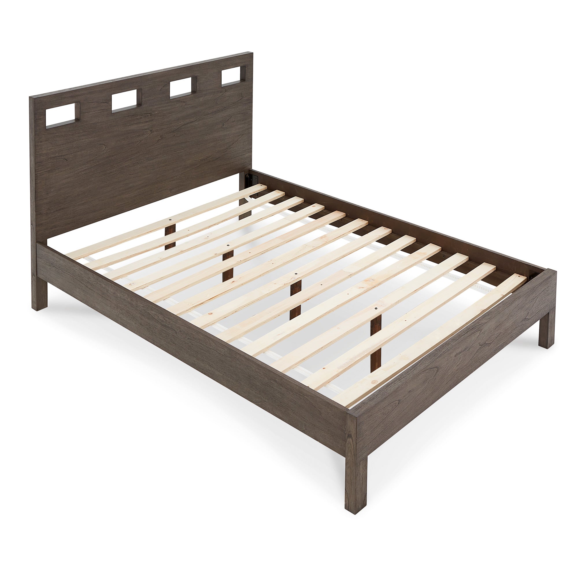 Riva Bed - Modern Platform Bed Frame with Wooden Slats, Queen Size - Perfect for Bedroom, Guest Room & Dormitory