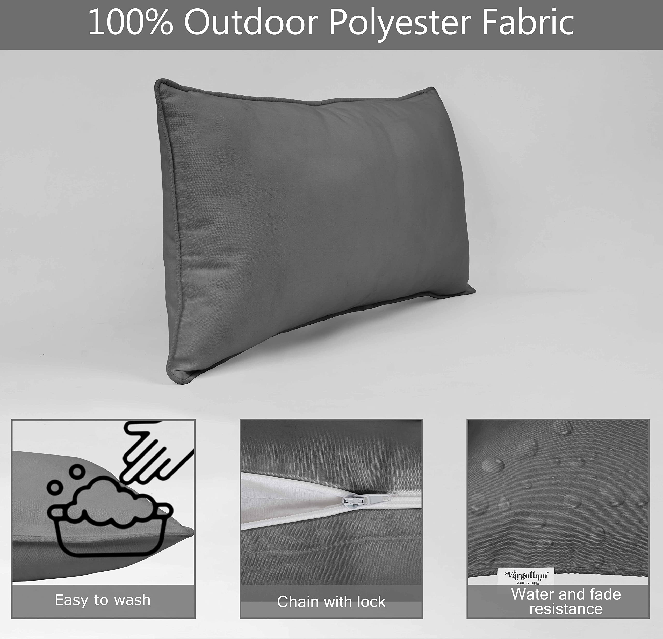 All-Weather Waterproof Polyester Lumbar Pillow Cover with Insert - Indoor/Outdoor Rectangular Cushion for Patio Furniture (12x24 Inches, Set of 2, Leaves Design) - Perfect for Sofa, Deck, Garden & Outdoor Decor