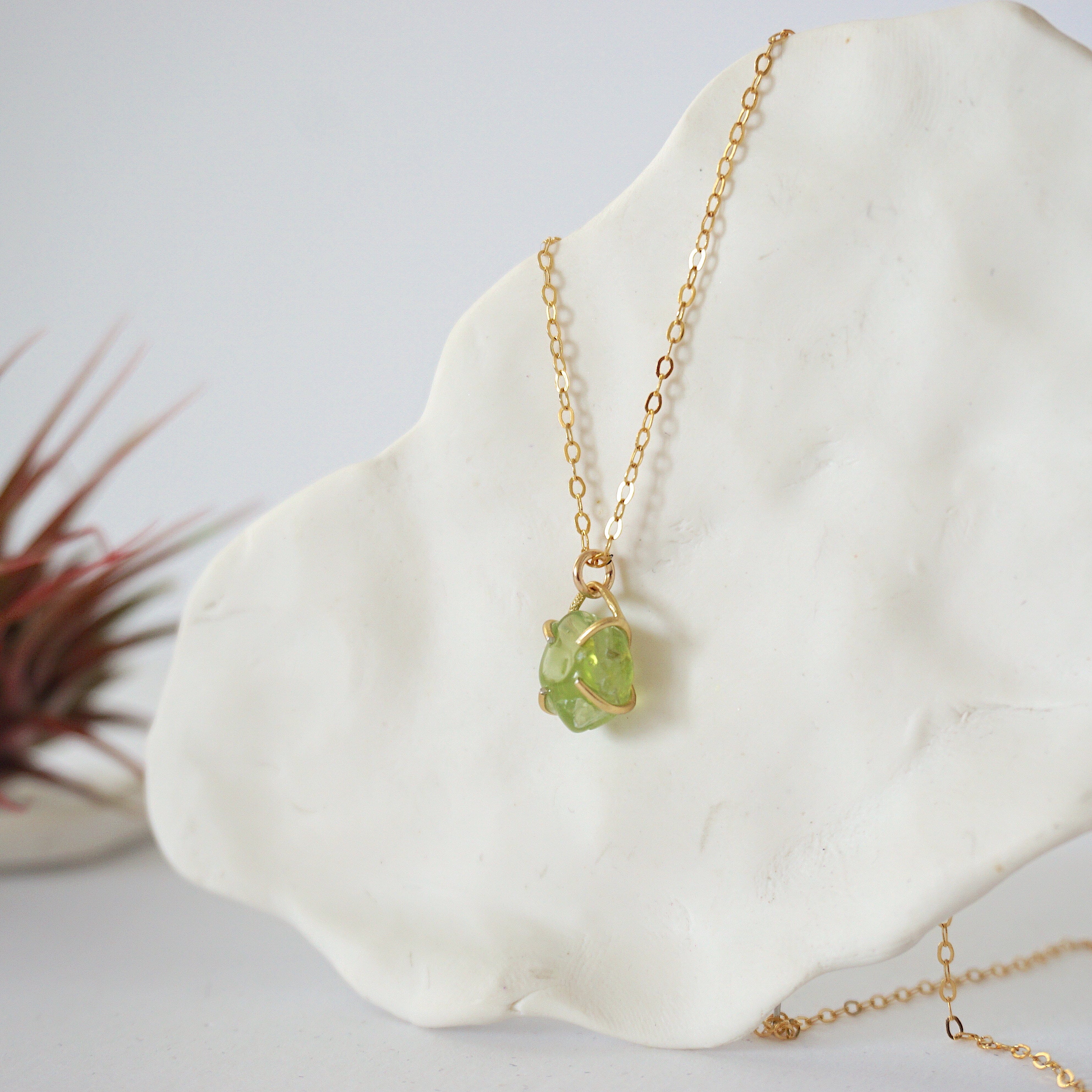 Peridot 14K Gold Filled Huggie Charm Necklace for Women - Dainty Minimalist Jewelry Gift for Her - Perfect for Everyday Wear, Date Nights & Special Occasions