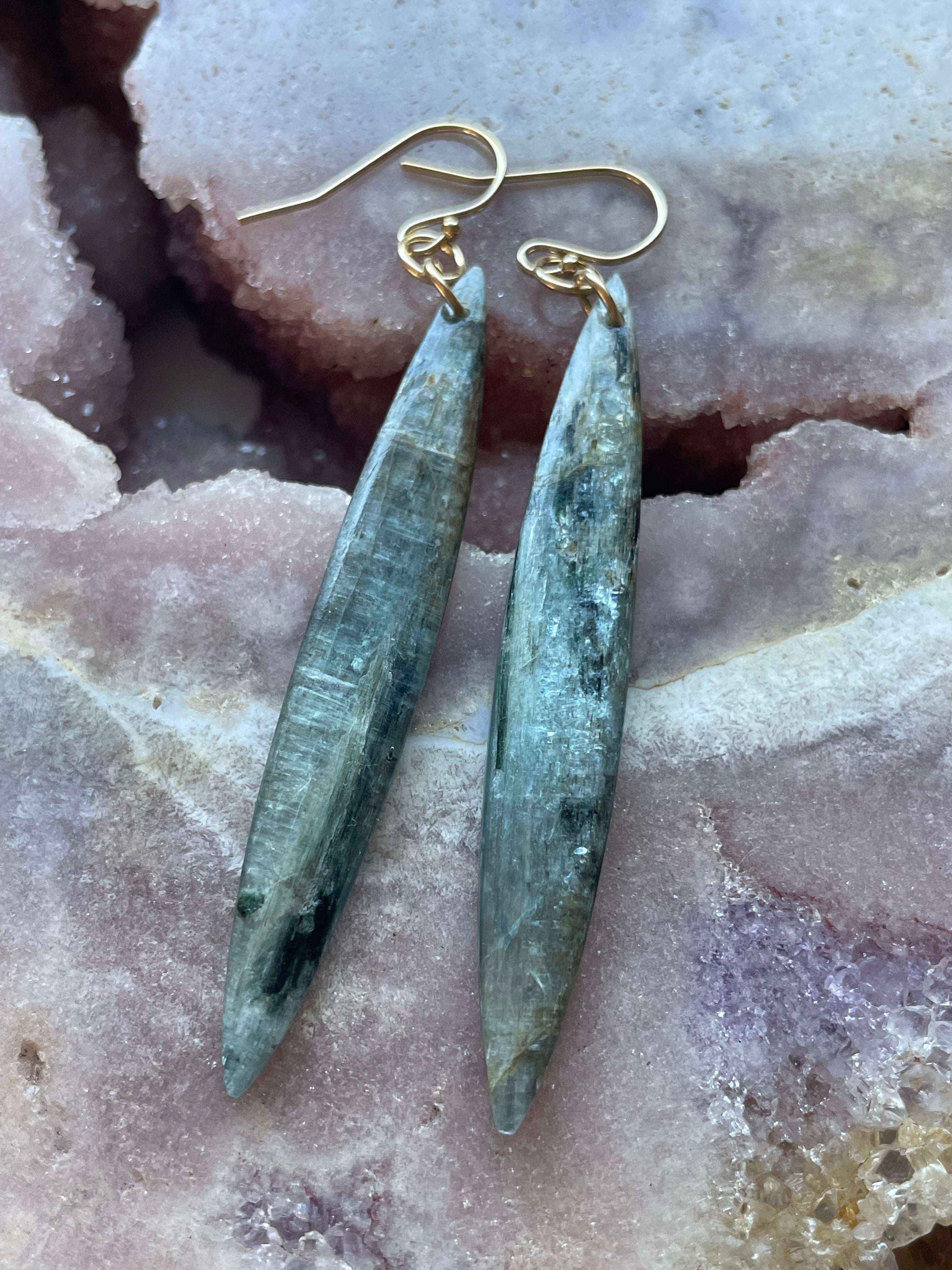 14kt Gold Filled Kyanite Statement Earrings for Women | Elegant Dangle Jewelry for Parties, Weddings & Special Occasions