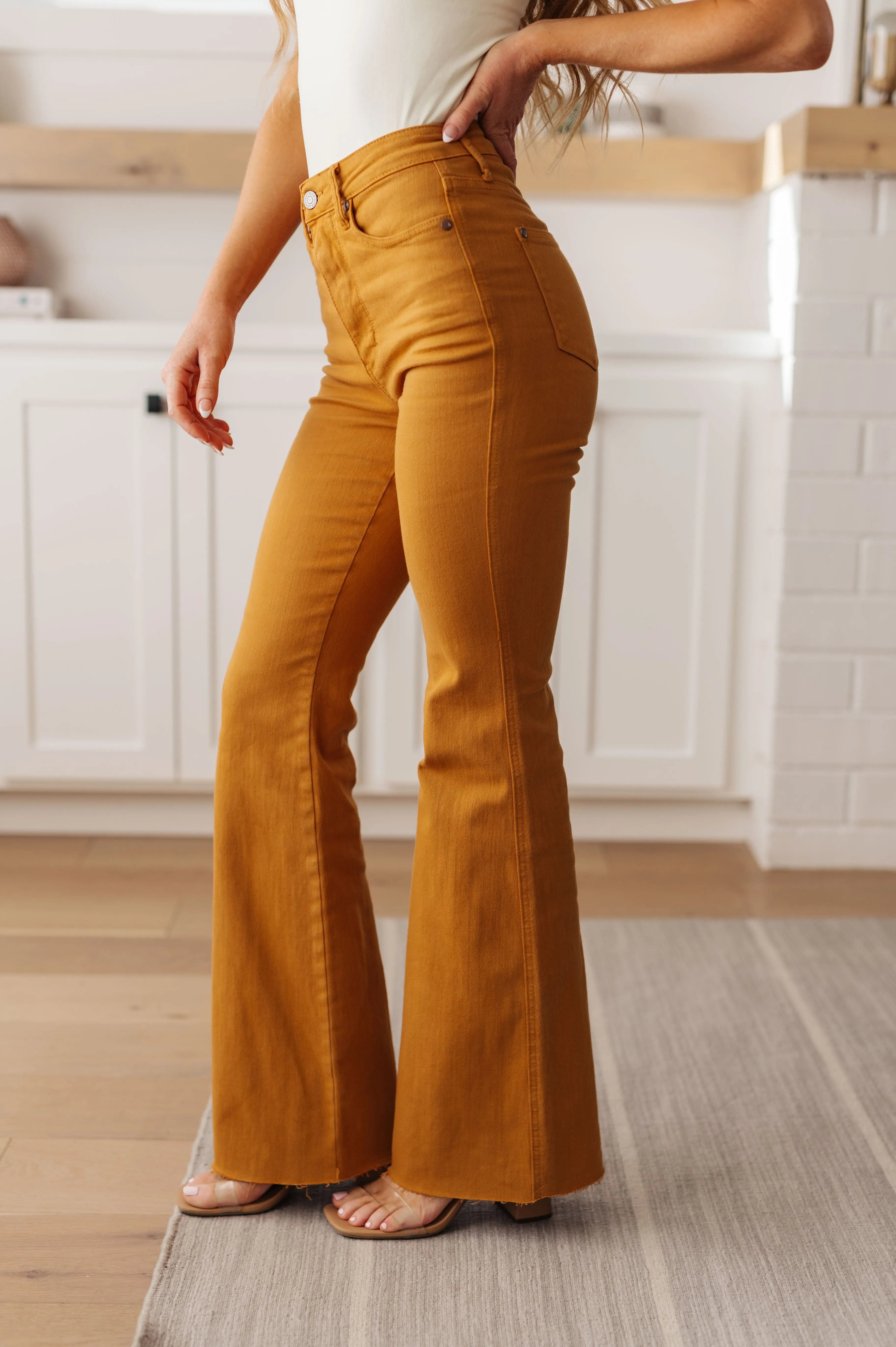 Melinda High Rise Control Top Flare Jeans for Women - Marigold Wash | Slimming & Comfortable Stretch Denim | Perfect for Casual Outfits & Date Nights