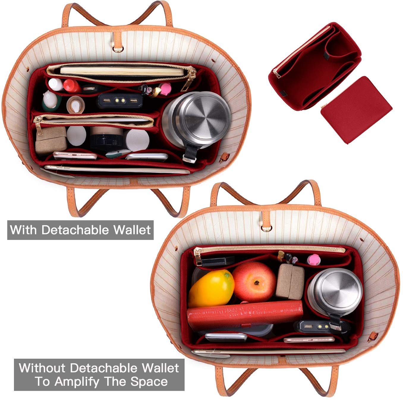 Premium Felt Purse Organizer Insert for LV Speedy, Neverfull & Tote Bags - 5 Sizes Handbag Shaper & Storage Solution - Perfect for Travel, Work & Daily Organization