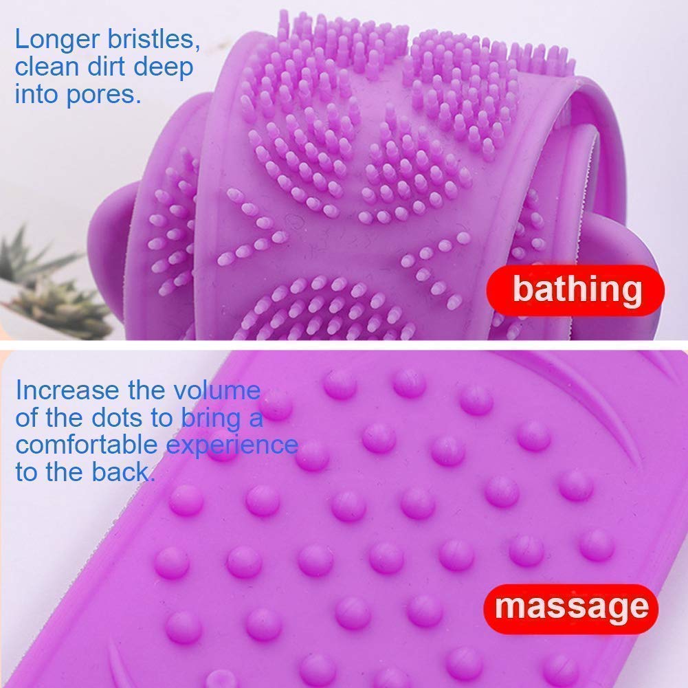 GRAZIA Unisex Silicone Body Scrubber Belt - Exfoliating Skin Brush for Deep Cleansing & Dead Skin Removal - Washable Bath Scrubber for Men, Women & Kids - Perfect for Shower, Spa & Daily Skincare Routine (1-Pack)