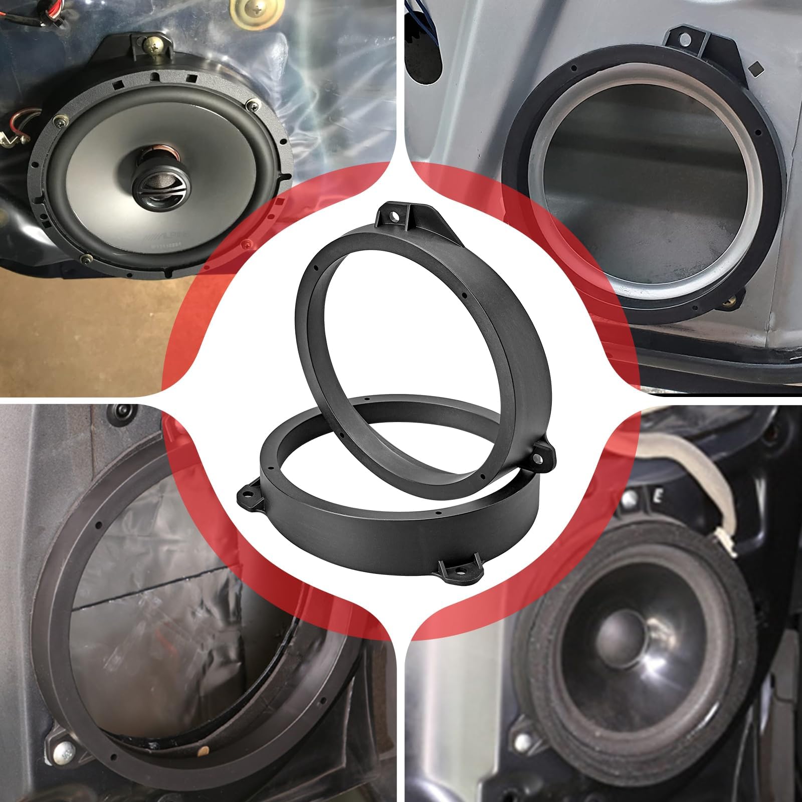 RED WOLF 6.5 Inch Front Door Speaker Adapter for 2008-2020 Subaru Forester, Impreza, Outback, WRX/STI - 6-1/2