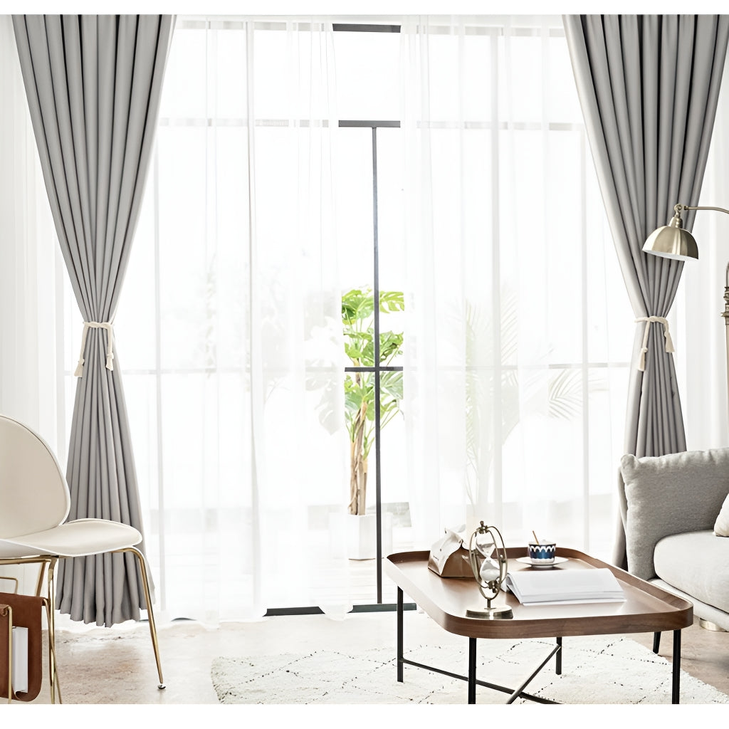 Presley Polyester Minimalist Soundproof Blackout Custom Curtains - Thermal Insulated Window Drapes for Bedroom, Living Room & Home Theater