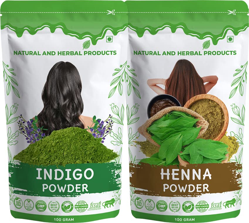 Organic Indigo Henna Powder for Hair - Long-Lasting Natural Black Hair Dye, Herbal Hair Color with Henna Leaves | Promotes Hair Growth, Strength & Thickness | Perfect for DIY Hair Care, Coloring & Conditioning at Home