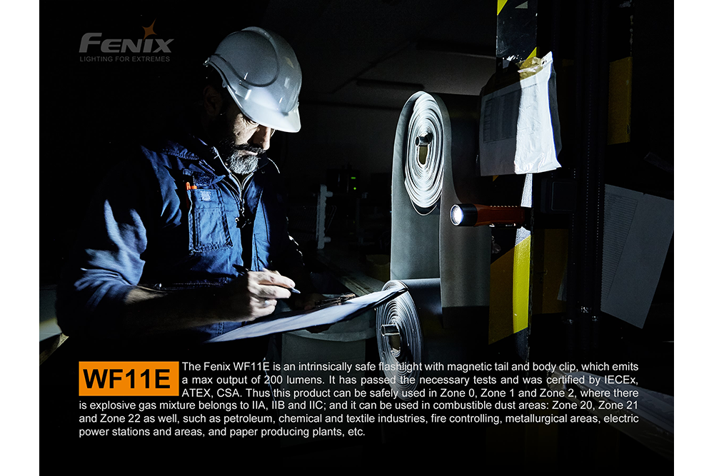 Fenix WF11E Intrinsically Safe Flashlight - Explosion Proof LED Work Light for Hazardous Areas | Perfect for Oil Rig, Mining, Chemical Plant & Emergency Use