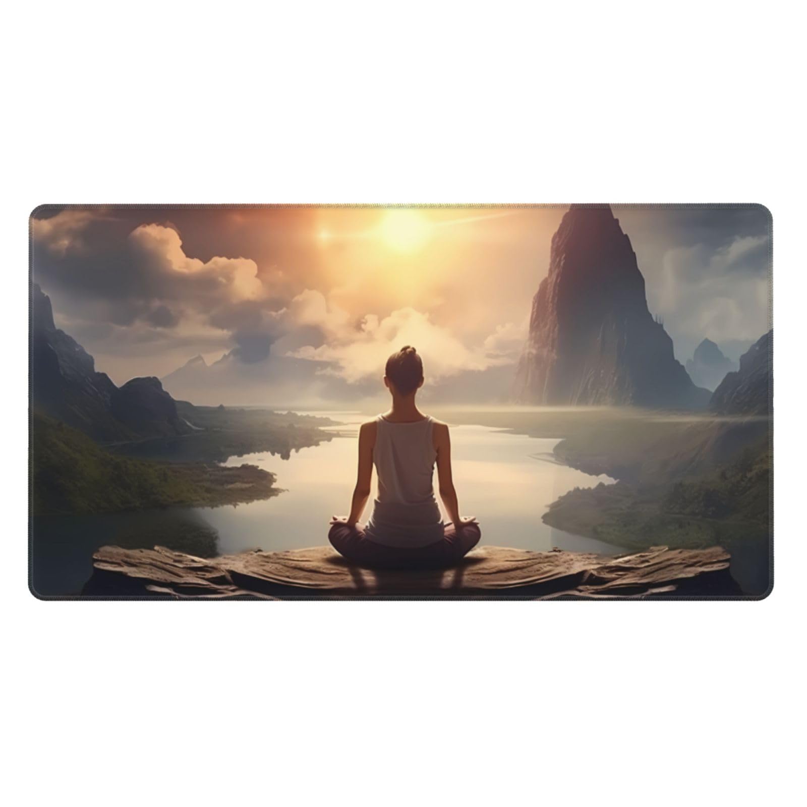 YYHWHJDE Extra Large Yoga Meditation Mouse Pad 16 x 29.5 Inches - Non-Slip, Durable Office & Gaming Desk Mat with Strong Adhesion - Perfect for Meditation, Work, and PC Gaming Setup
