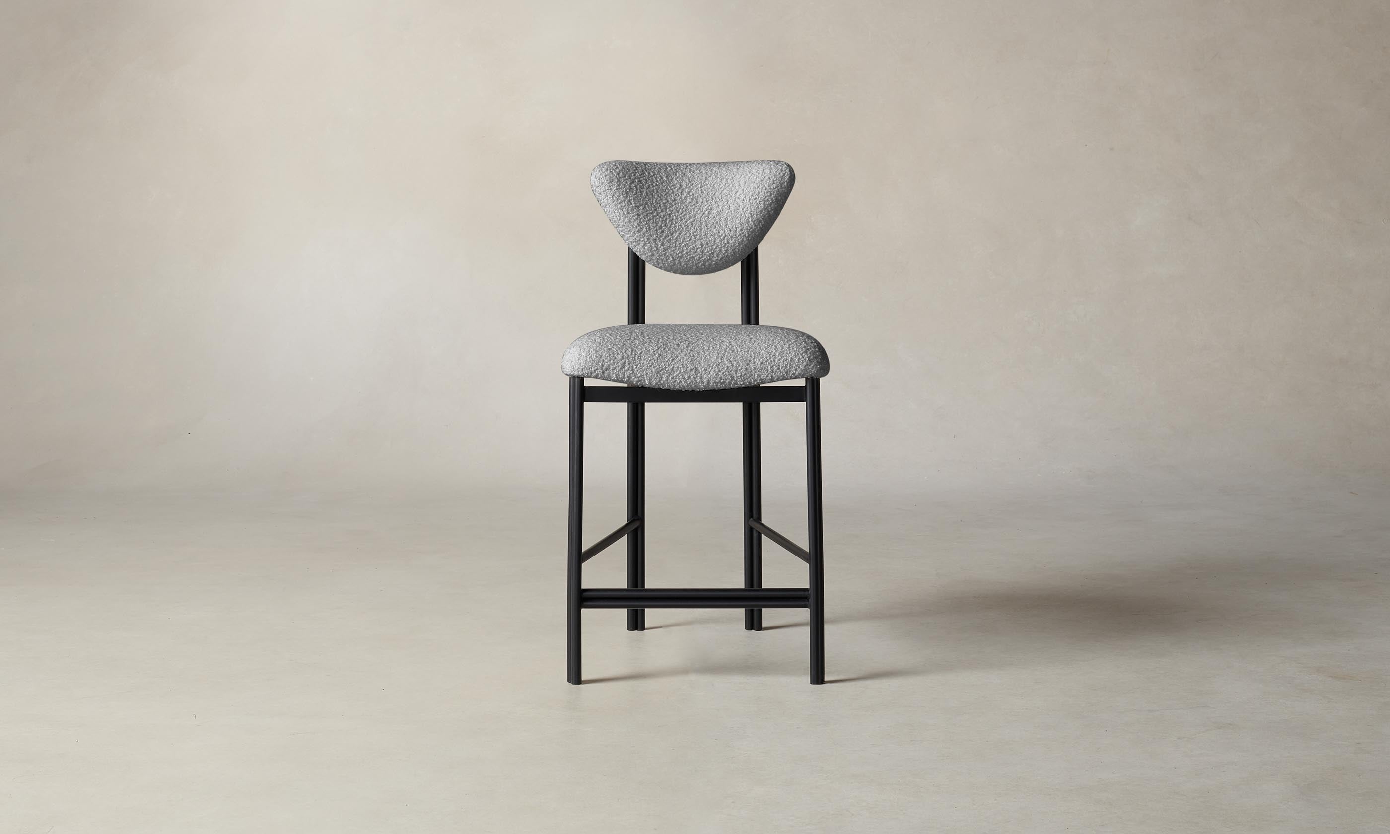 Italian Bouclé Waterfall Counter Stool - Modern Kitchen Bar Stool with Upholstered Seat & Metal Legs - Perfect for Breakfast Nook, Kitchen Island, or Home Bar