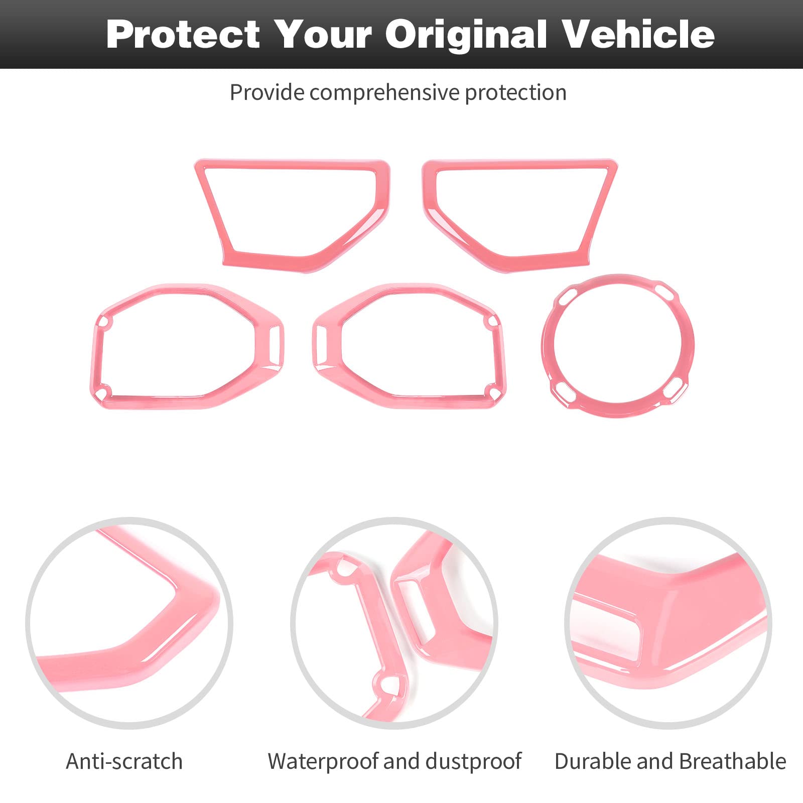 CheroCar A Pillar Speaker Trim Cover, Roof Speaker Audio Trim Cover & Trunk Speaker Cover Ring Kit - Interior Accessories for Jeep Wrangler JL JLU & Gladiator JT (2018-2022) - Pink - Perfect for Car Audio Upgrades & Off-Road Adventures
