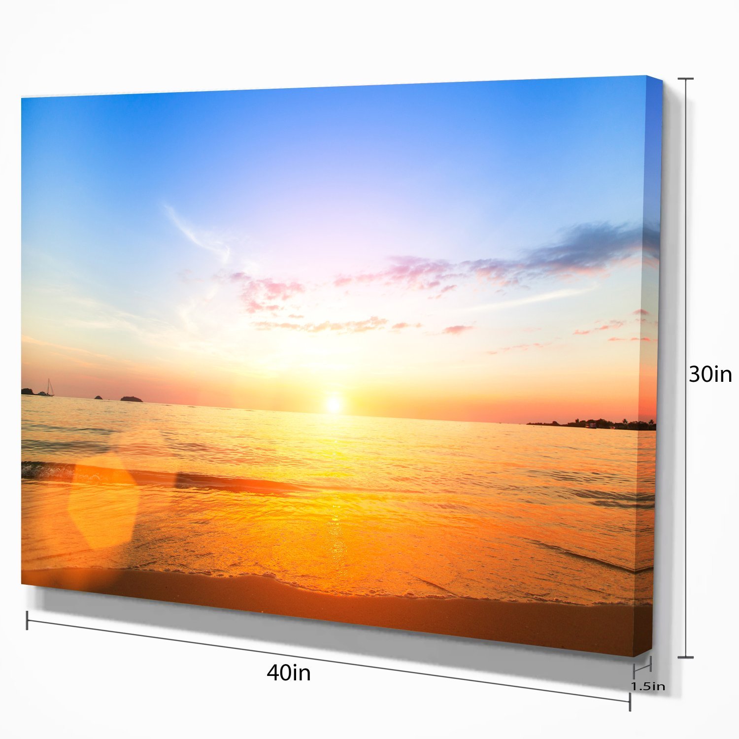 Stunning Sunset Over Yellow Waters Modern Beach Canvas Art Print - Perfect for Living Room, Bedroom & Coastal Decor