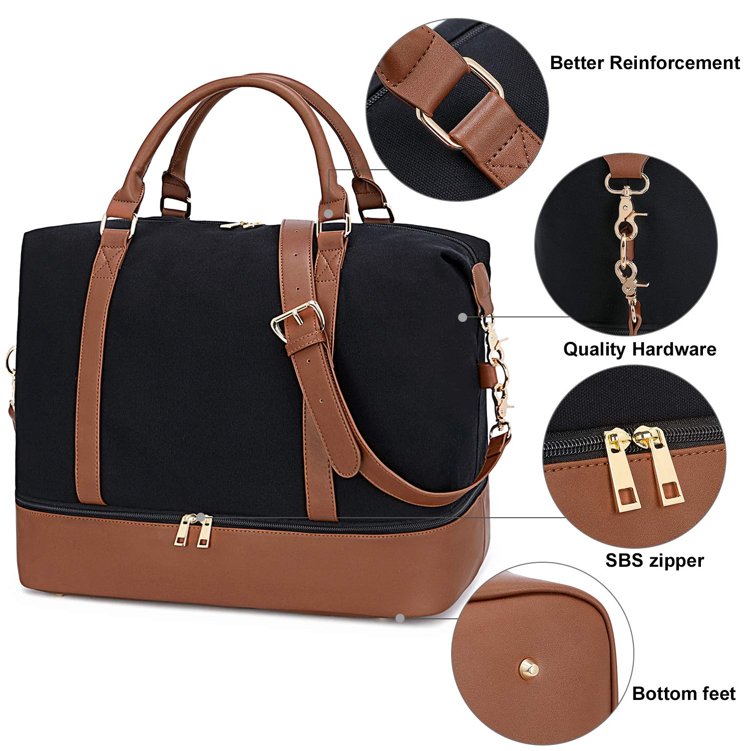 Stylish CAMTOP Women's Travel Tote Bag - Spacious Overnight Weekender Carry-On with Luggage Sleeve & Shoe Compartment - Perfect for Business Trips, Weekend Getaways & Airplane Travel