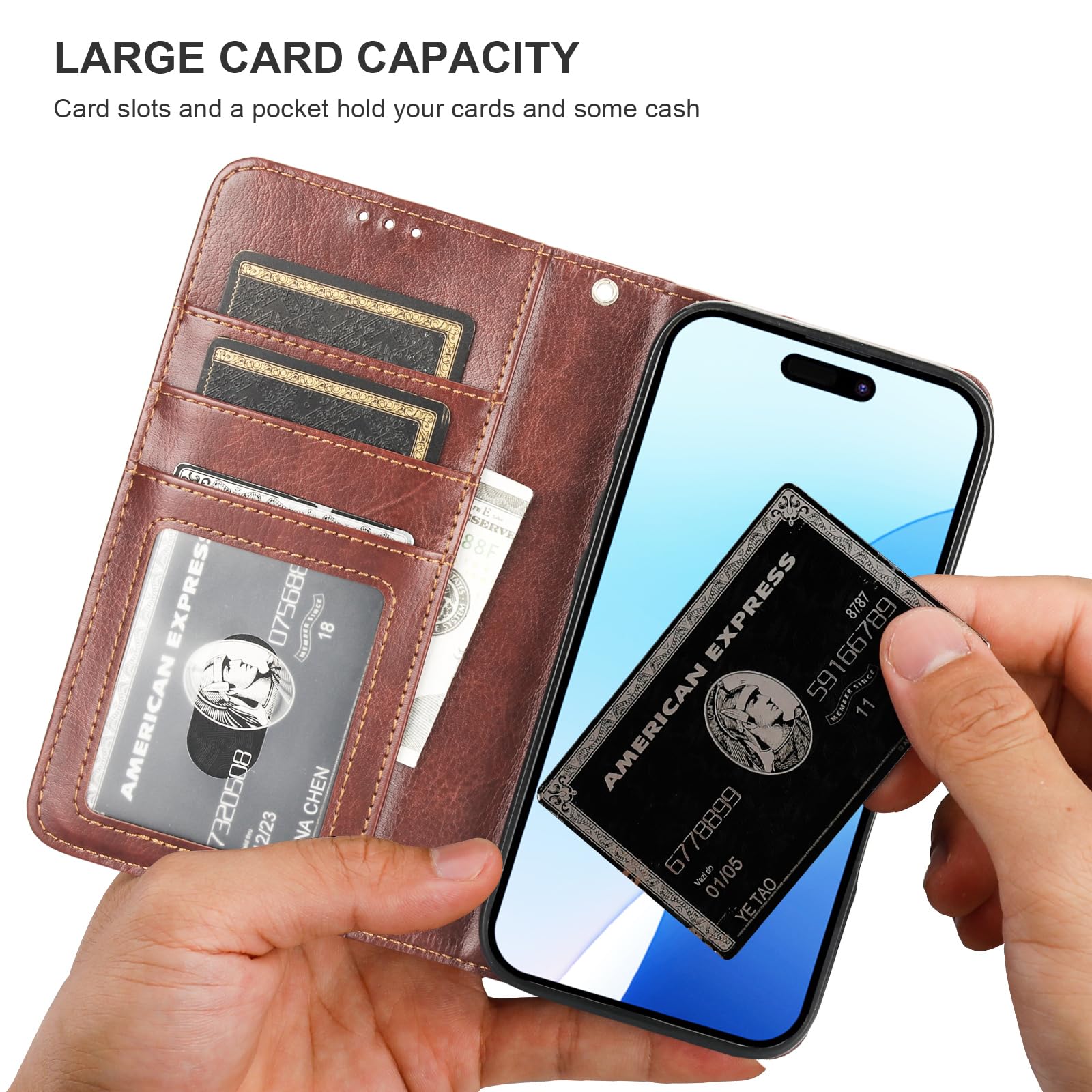 Premium Leather Wallet Case for iPhone 16 Pro (6.3
