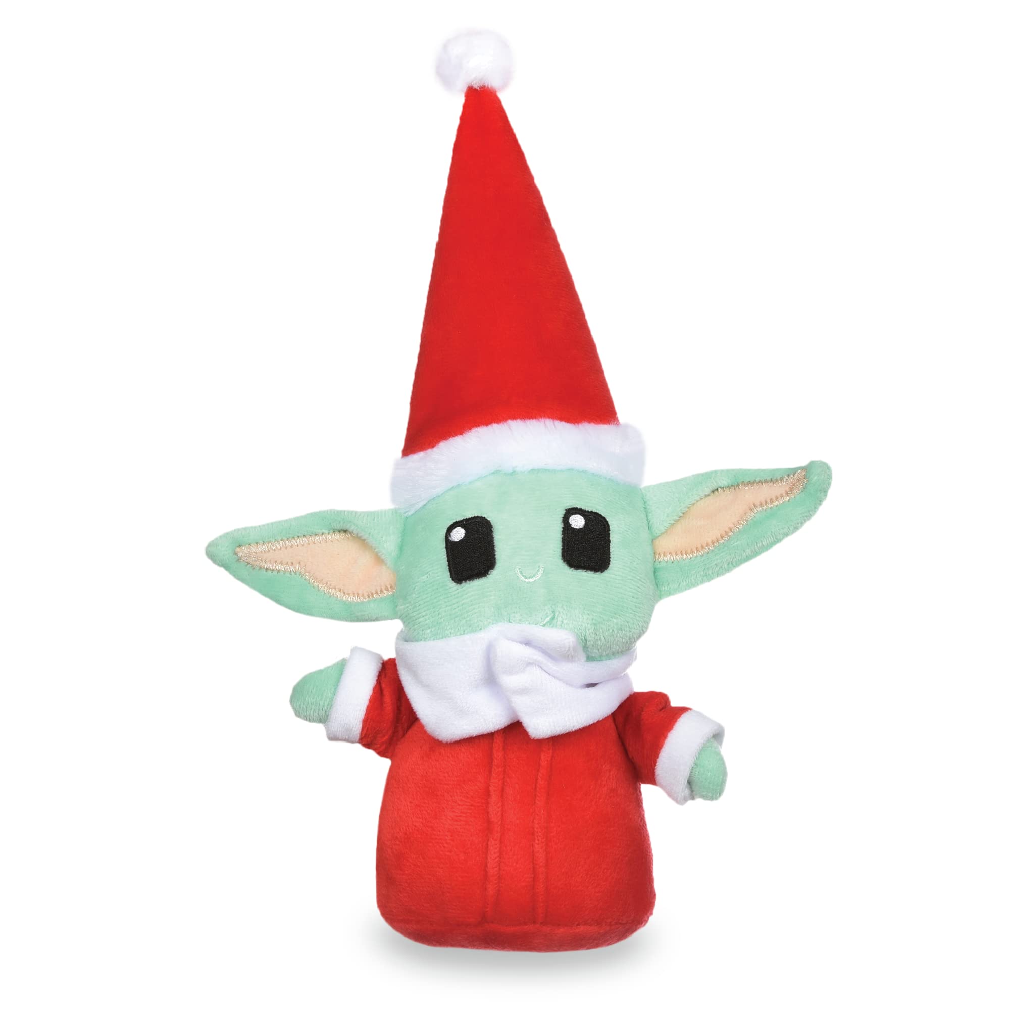 STAR WARS The Child Grogu Santa Squeaky Dog Chew Toy - Soft Plush Holiday Dog Toy for Small Dogs (6 Inch) | Mandalorian Inspired Pet Gift for Christmas | Perfect for Playtime, Training & Gifting (FF19322)