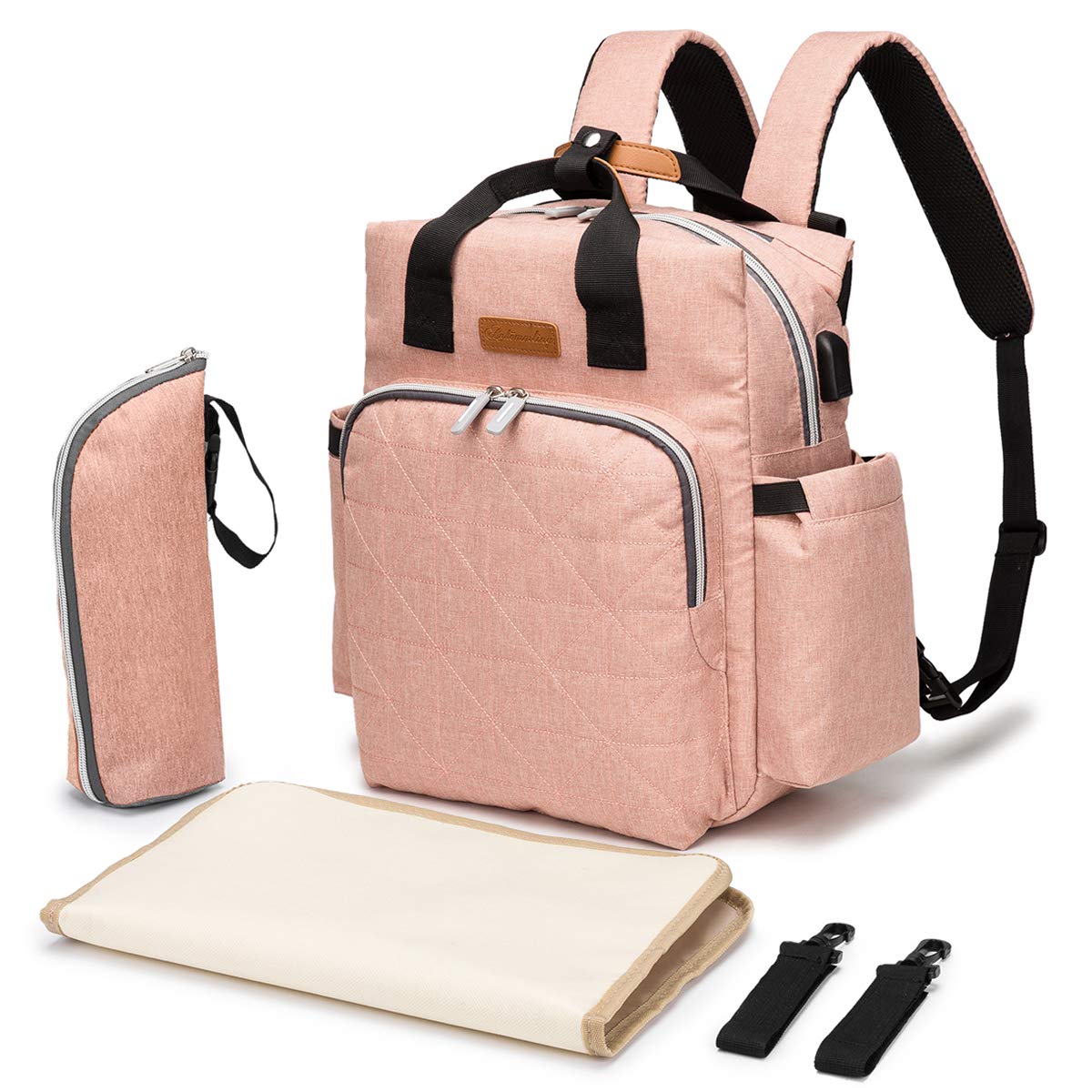Waterproof Baby Diaper Changing Backpack with Changing Pad - Pink | Stylish Nursery Organizer for Travel, Outings & Daily Use