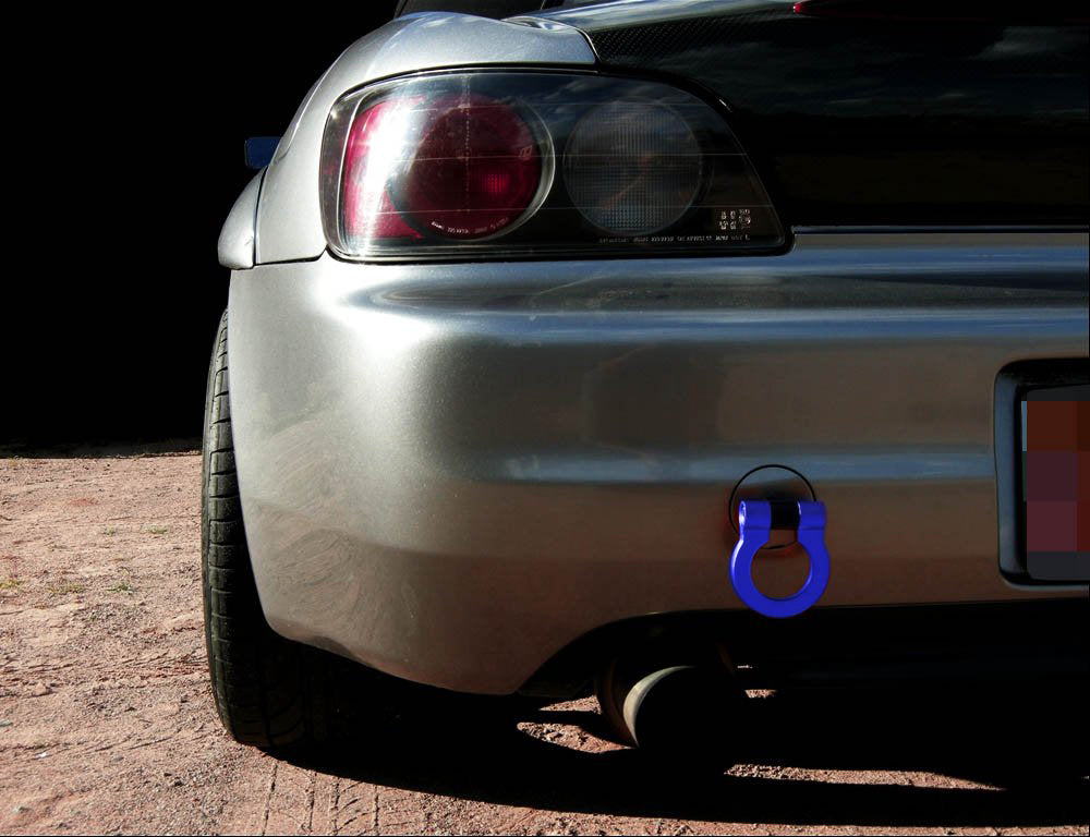 Blue Racing Style Aluminum Tow Hook Ring Kit for Honda S2000, Fit, Acura TL - Universal Car Accessory for Track Racing & Off-Road Adventure