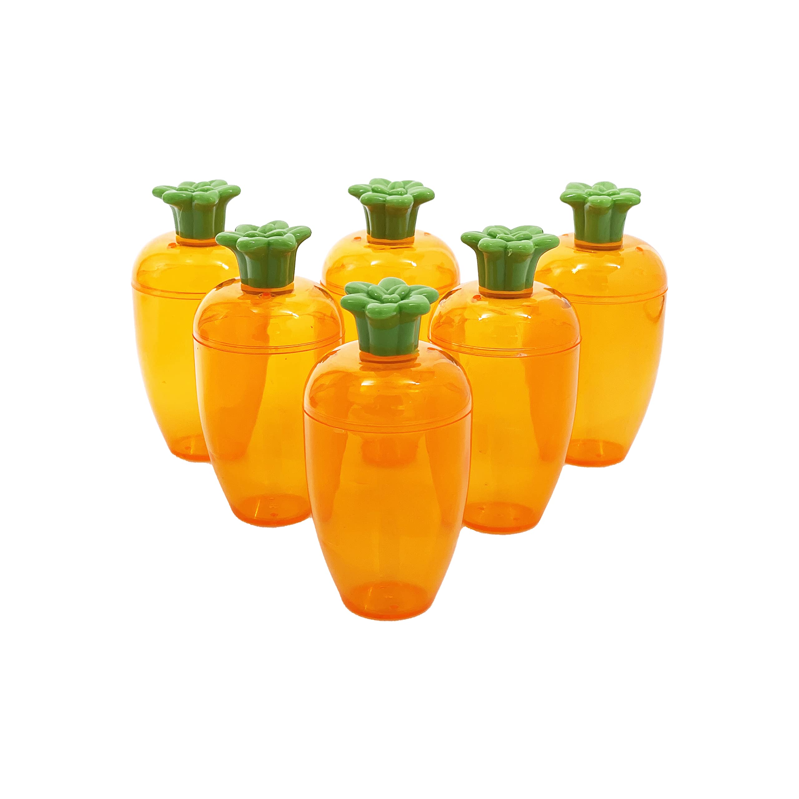 Fillable Easter Carrot Containers - 6-Pack Bright Orange Plastic Carrots for Easter Egg Hunts, Party Favors & Spring Decorations (5.5 Inch) - Perfect for Candy, Small Toys & Holiday Gift Giving
