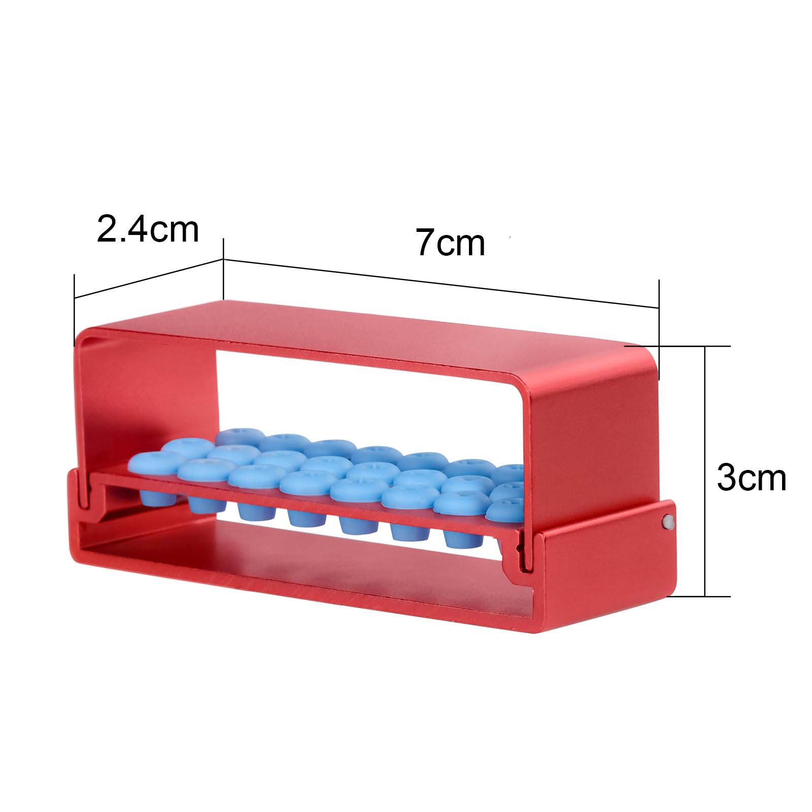 24 Holes Burs Holder Disinfection Box - Aluminum Autoclave Sterilization Case (3-Piece Set, Red) for Dental Tools & Medical Equipment Storage