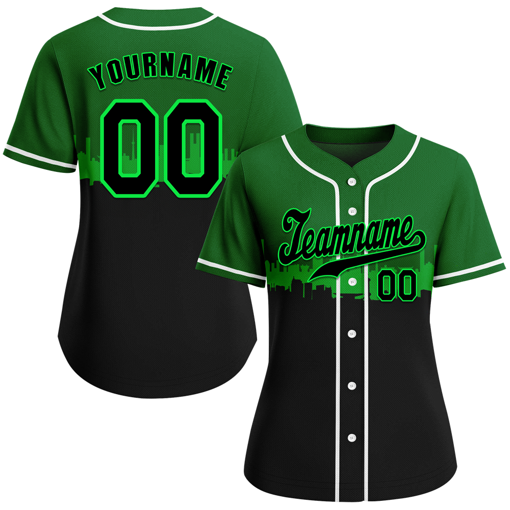 Custom Green & Black City Edition Authentic Baseball Jersey - High-Quality MLB Replica for Fans & Players - Perfect for Games, Collecting & Sports Events