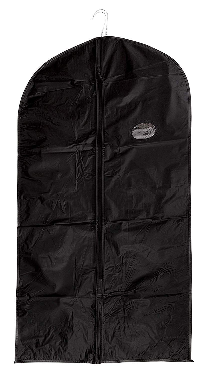 PrimeMed Simple Black Garment Bag for Dress Clothing Storage - 42