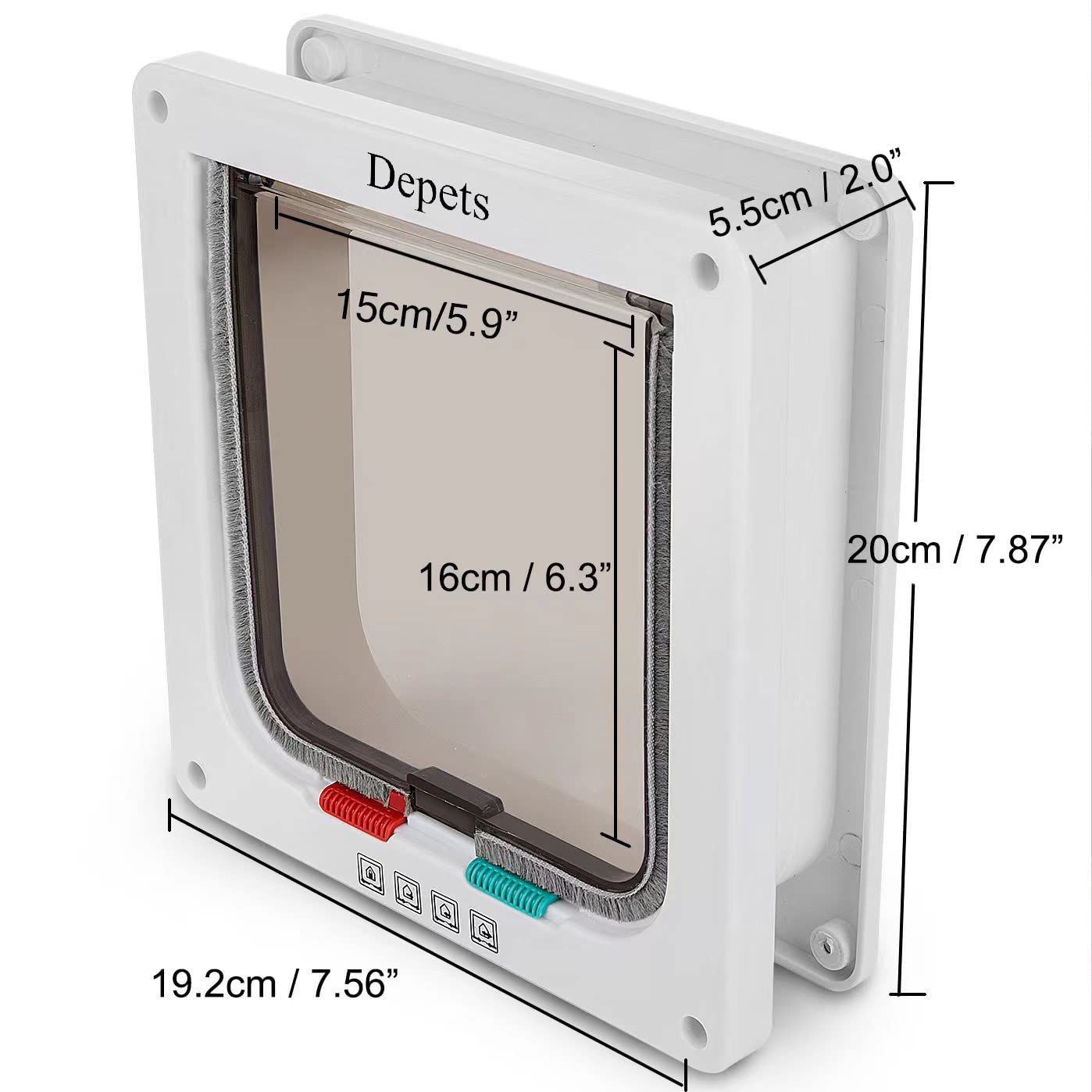 Depets Medium Cat Flap Door with 4-Way Lock (7.5