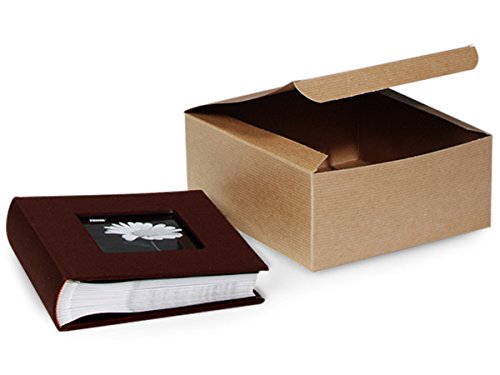 Premium Kraft Pinstripe Gift Boxes 8x8x4 Inches - 5 Pack Set for Wedding Favors, Party Decorations & Holiday Gifting