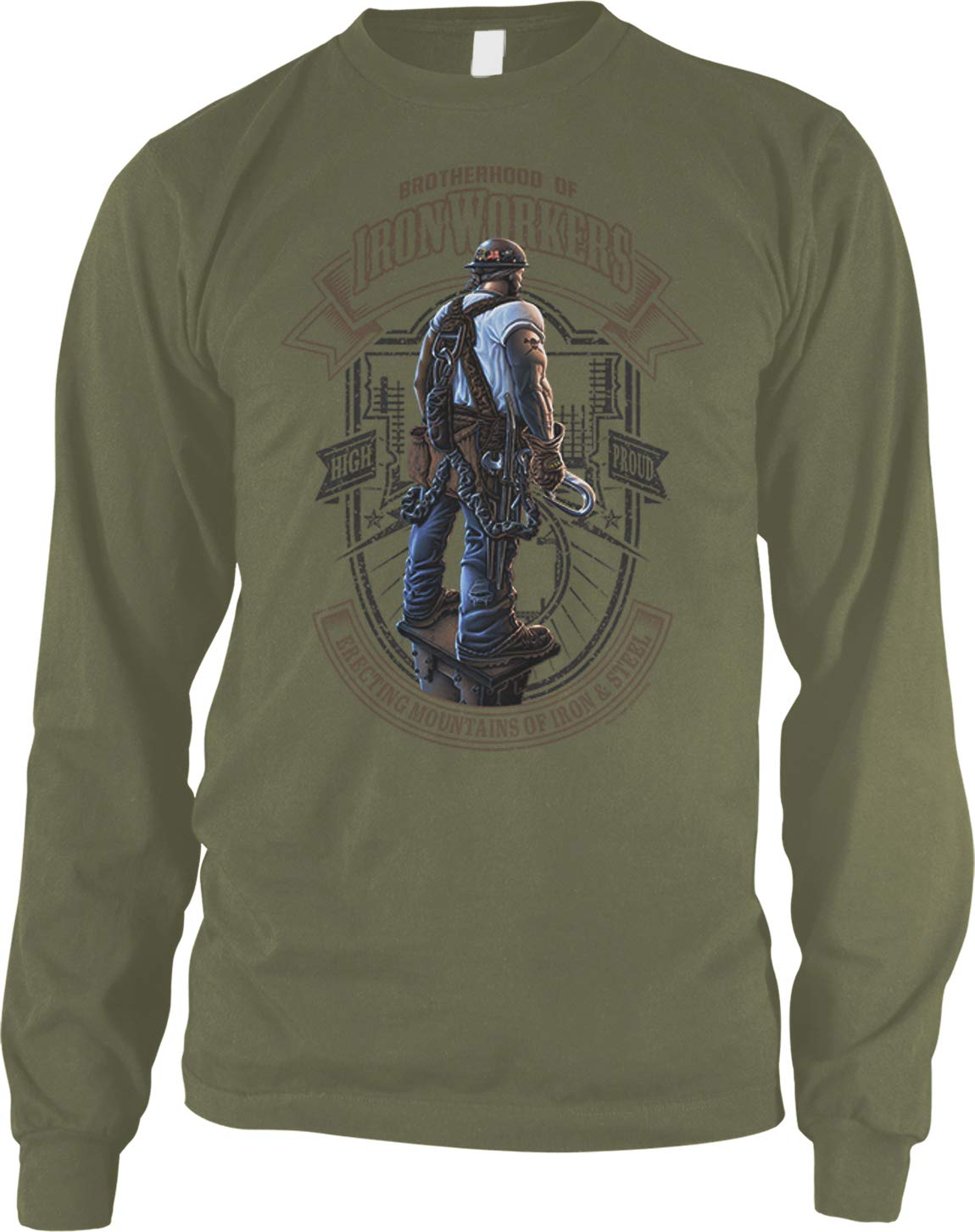 Amdesco Men's Brotherhood of Iron Workers Long Sleeve Work Shirt - Durable Construction Workwear for Welders, Fabricators & Metal Workers - Perfect for Job Sites, Workshops & Industrial Work Environments