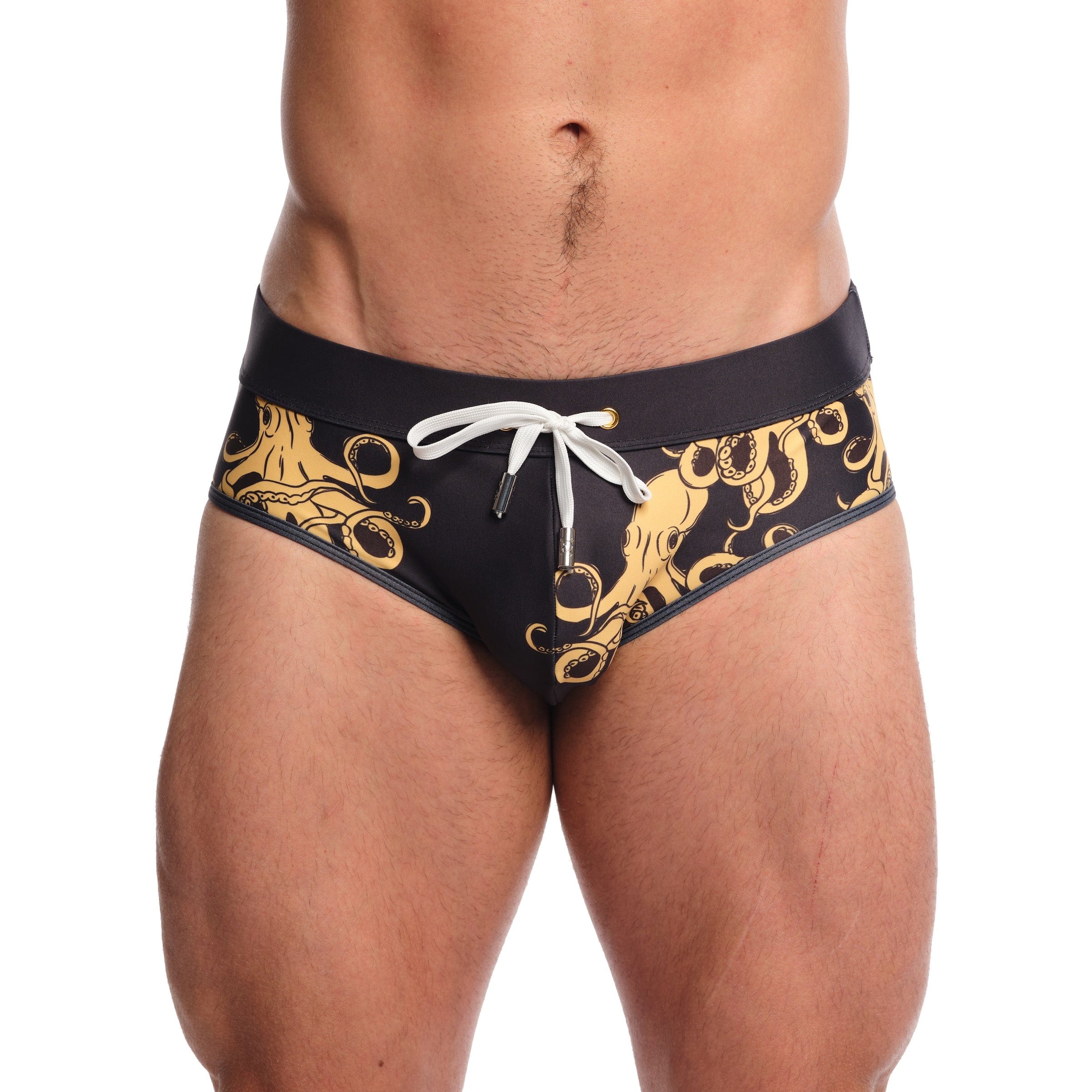 Octopus Black Swim Brief - Men's Stylish & Comfortable Swimwear for Beach, Pool & Water Sports | Quick-Dry & UV Protection