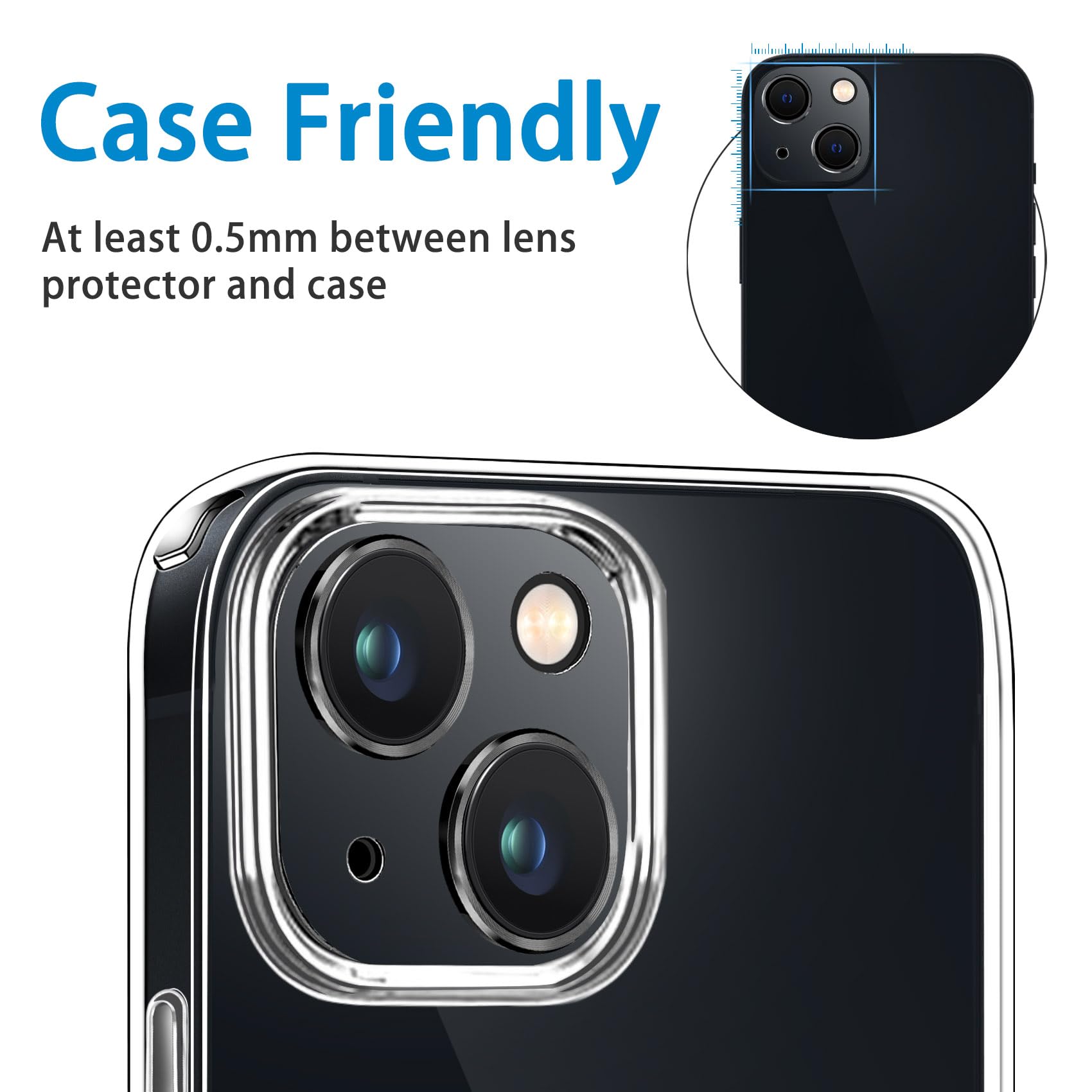 iPhone 15 & iPhone 15 Plus Camera Lens Protector - Tempered Glass, Anti-Scratch, Shockproof Full Coverage Protection - Black | Perfect for Outdoor Adventures, Travel & Daily Use