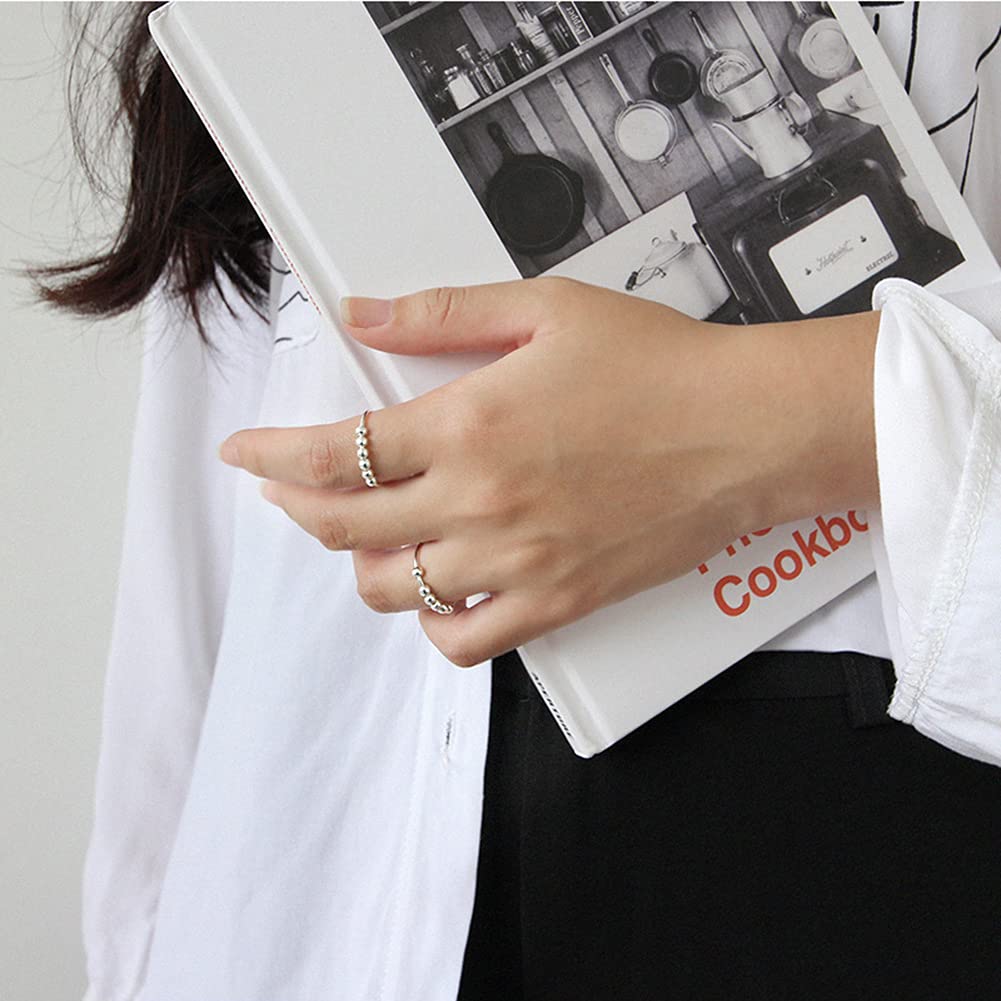 iKASUS Silver Bead Spinner Ring for Women & Men - Stress Relief Anxiety Fidget Ring, Stackable Sensory Toy for ADHD & Focus - Perfect for Office, Travel & Relaxation