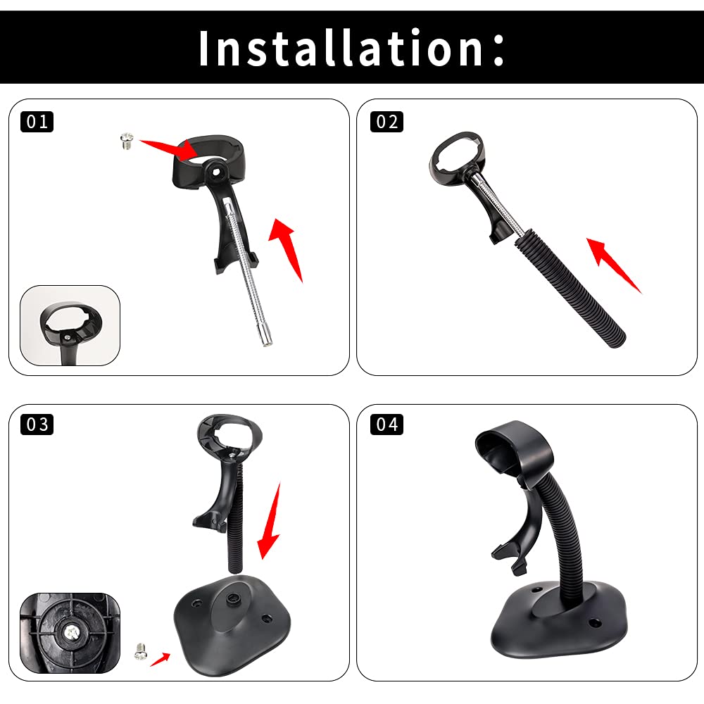 Adjustable Goose Neck Barcode Scanner Stand - Hands-Free Desk Mount Holder for Retail, Warehouse & Office Use