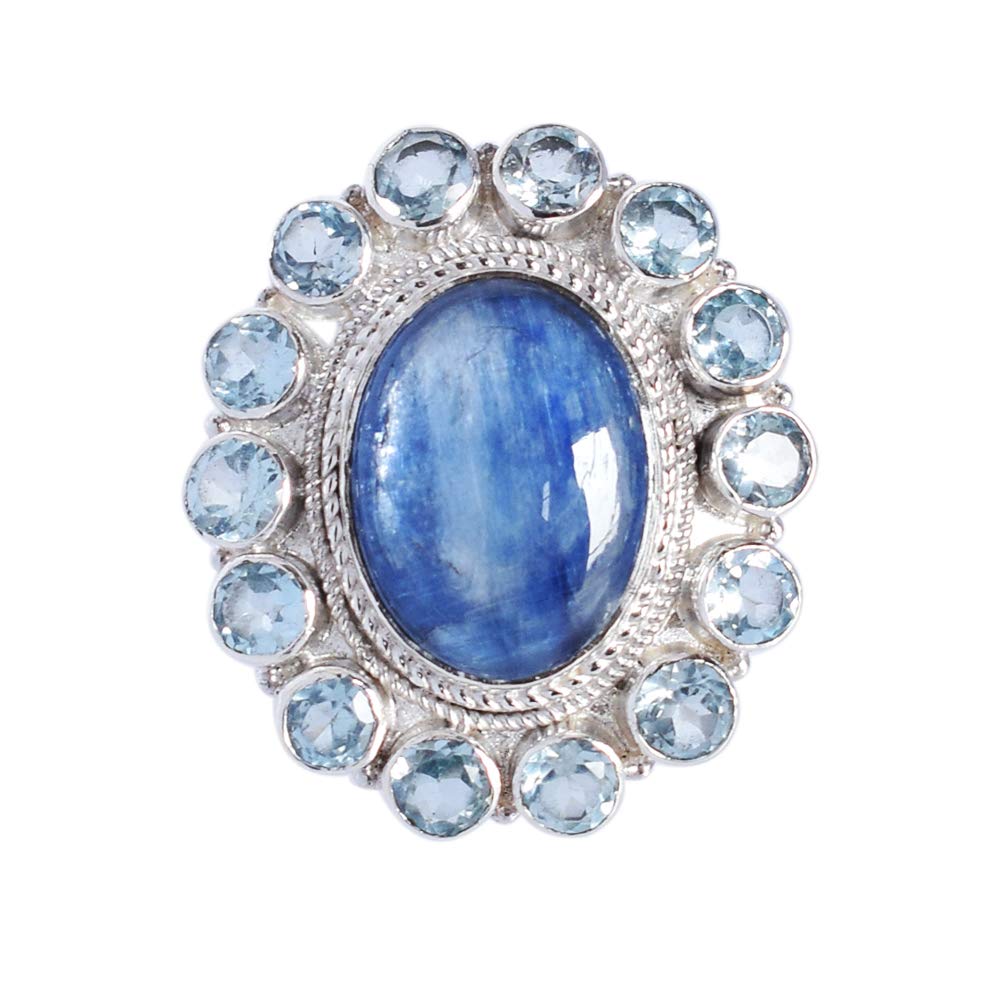 925 Sterling Silver Kyanite & Blue Topaz Ring for Women - Engagement, Wedding & Anniversary Jewelry