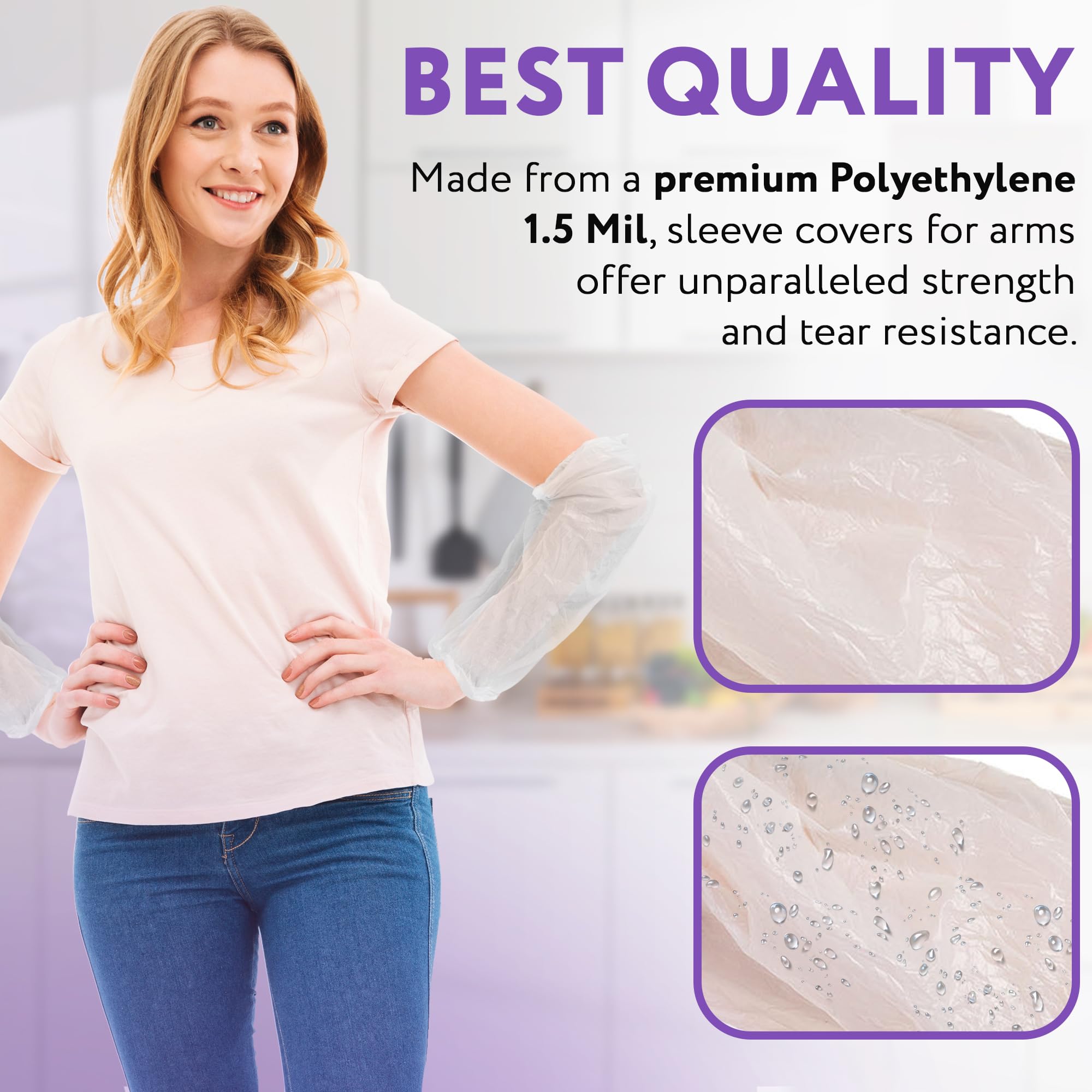 AMZ Medical Supply White Disposable Arm Sleeves Covers - 18 Inch, 1000 Pack (500 Pairs) Waterproof 1.5 Mil PE Arm Protectors for Healthcare, Food Service & Tattoo Artists | Unisex Work Sleeves for Sanitary Arm Protection