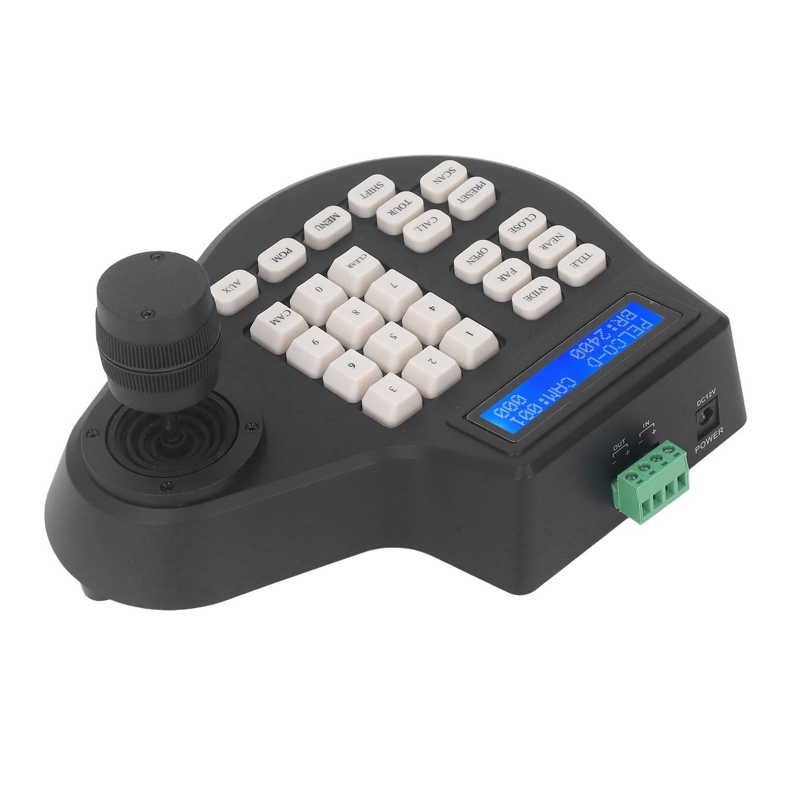 PTZ Camera Controller Keyboard with LCD Display - 100-240V ABS Dome Camera Controller, 4D Joystick for Surveillance Systems - Compatible with Standard Protocols (US Plug) - Ideal for Security Monitoring, Live Streaming & Conference Room Setup
