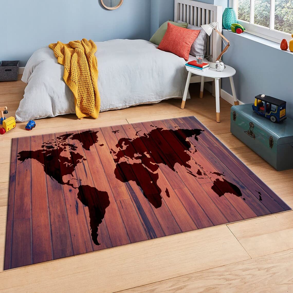 Personalized World Travel Map Print - Custom Home Decor Rug for Living Room, Bedroom or Office (5.9x9.2 feet - 180x280 cm) - Perfect Gift for Travel Lovers, Couples & Home Decorators | Great for Wall Art, Nursery Decor & Geography Education