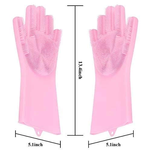 DarkShri Reusable Silicone Cleaning Brush Gloves - Heat Resistant Kitchen Scrubber Gloves for Washing Dishes, Pots & Pans (Multicolor) - Perfect for Dishwashing, Grill Cleaning & Household Chores