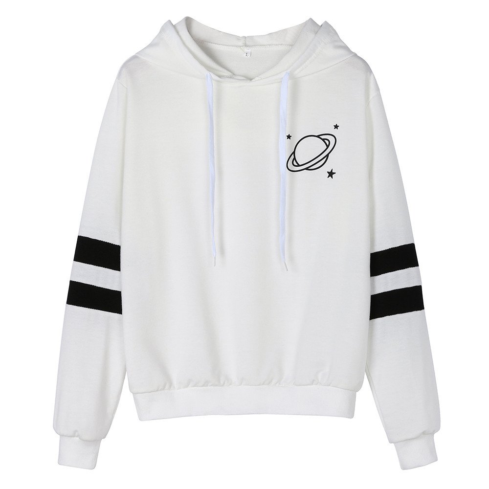 RIJJTRP Women's Oversized Hoodie - Cute Gray Striped Print Long Sleeve Sweatshirt | Fashion Casual Blouse Top for Women | Perfect for Streetwear, Loungewear & Everyday Comfort (Size L, White)