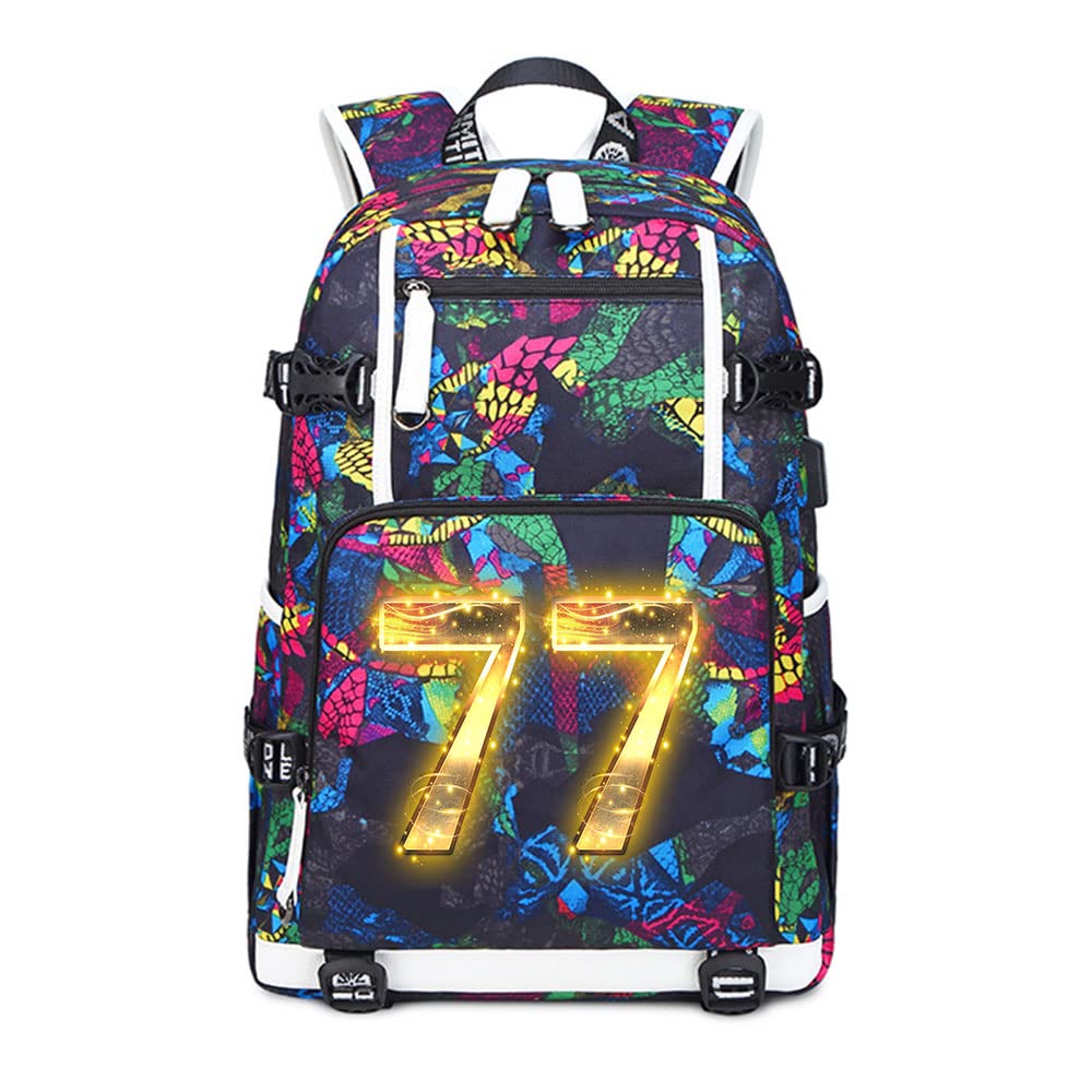 Basketball Player Number 77 Multifunctional Backpack - Durable Travel & School Bag for Men & Women - Perfect for Sports Fans, Students & Daily Commute