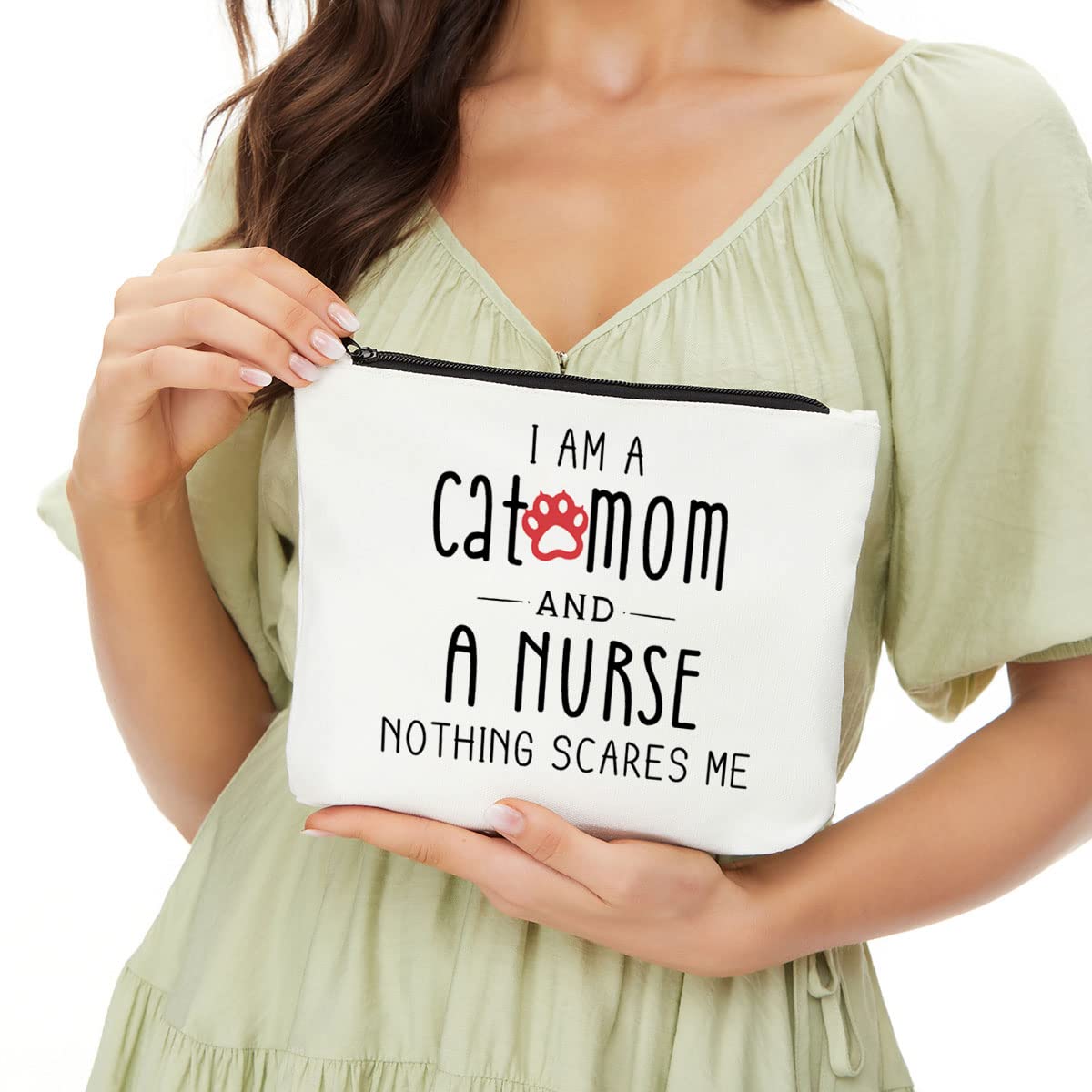 JIUWEIHU Cat Lover Gifts for Women - Funny Cat Themed Makeup Bag for Crazy Cat Ladies, Birthday & Nurse Gifts - Perfect for Cat Moms & Women Friends (Great for Travel, Work & Everyday Use)