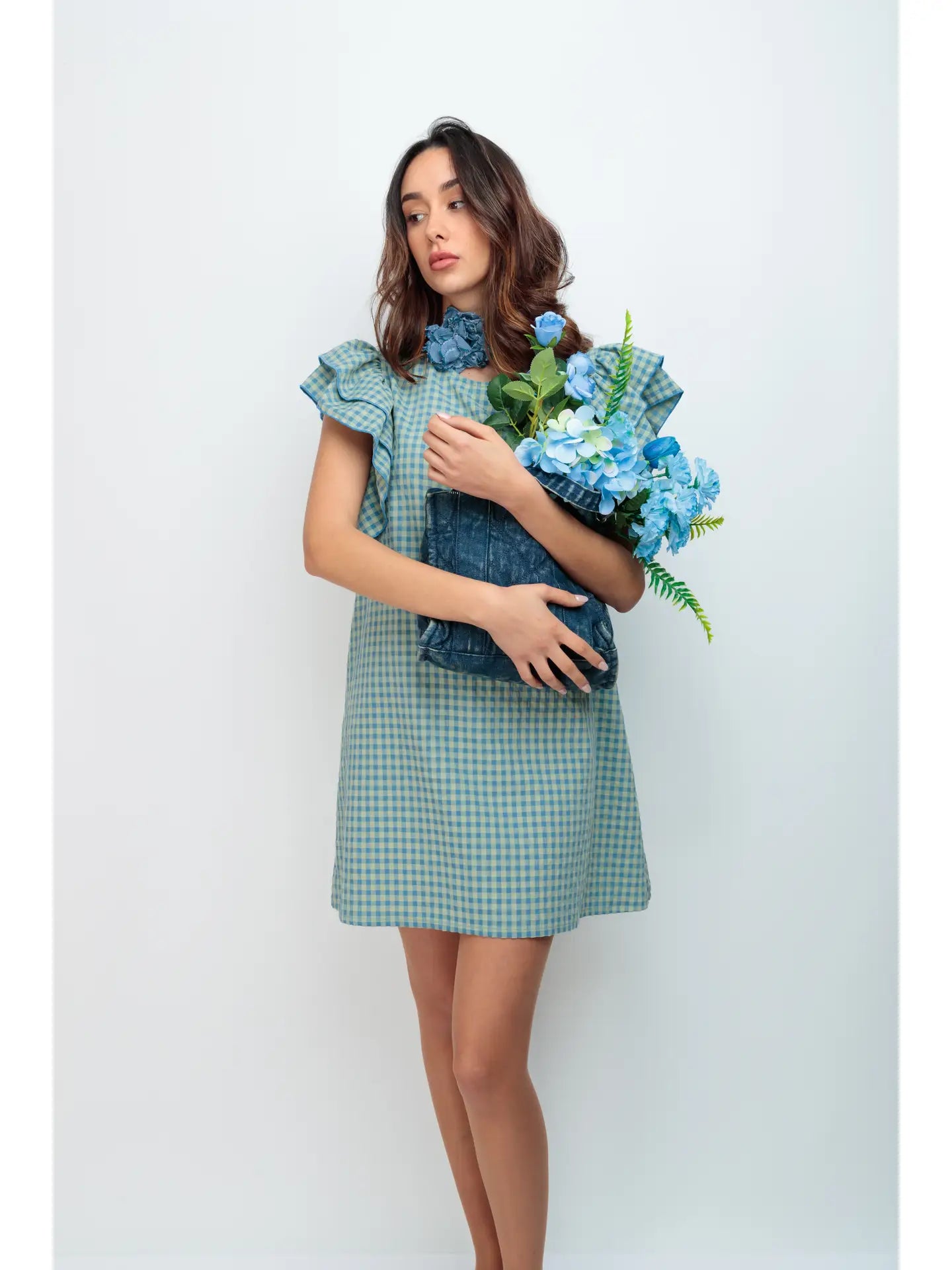 Keira Blue Vichy Robe - Stylish and Comfortable Women's Dress for Casual Wear, Loungewear, and Summer Outings