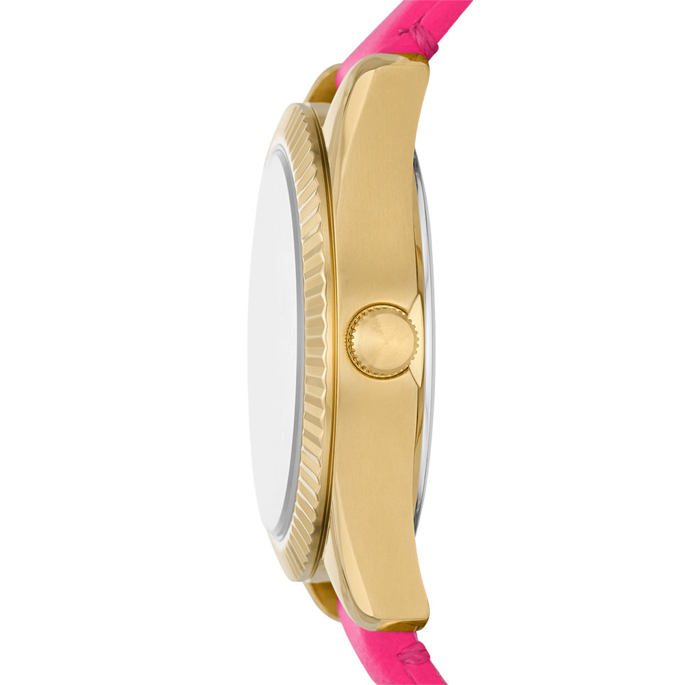 Fossil Barbie SE1109SET Watch - Stylish Pink Leather Band & Rose Gold Case for Women - Perfect for Casual Wear, Office & Special Occasions