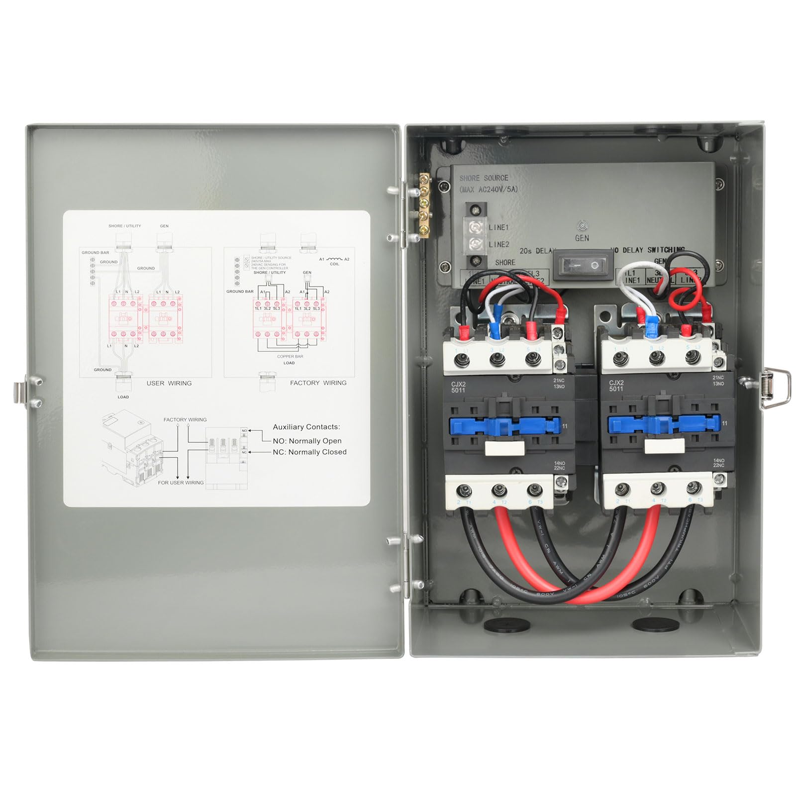 50 Amp RV Automatic Transfer Switch - 120/240V AC Power Monitoring Safety Switch with Dual Protection for RVs & Campers | Perfect for Outdoor Power Backup & Emergency Power Transfer