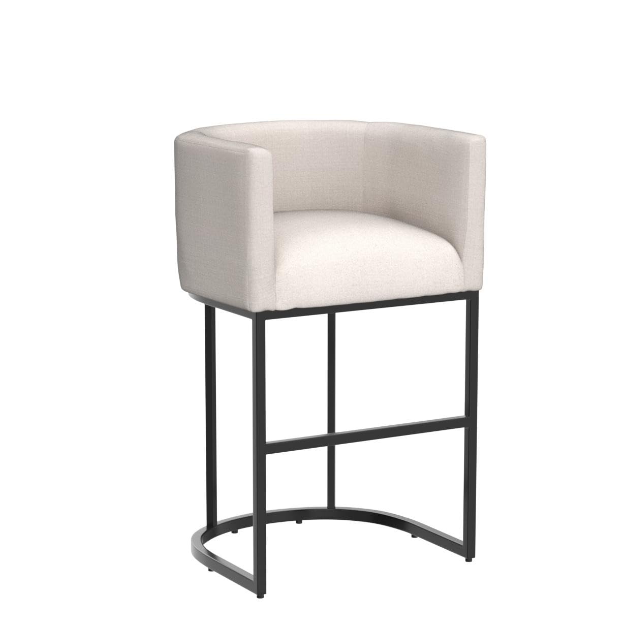 Modern Cream Linen Fabric Counter Height Bar Stools Set of 2 - 29 Inch Kitchen Island Stools with Black Tubular Metal Frame - Perfect for Breakfast Nooks, Kitchen Islands & Home Bars